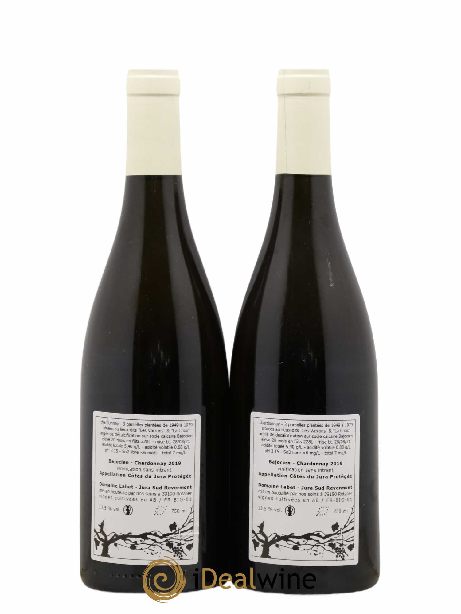 Côtes du Jura Chardonnay Bajocien Romain - Julien - Charline Labet 2019 - Lot de 2 bouteilles - 1
