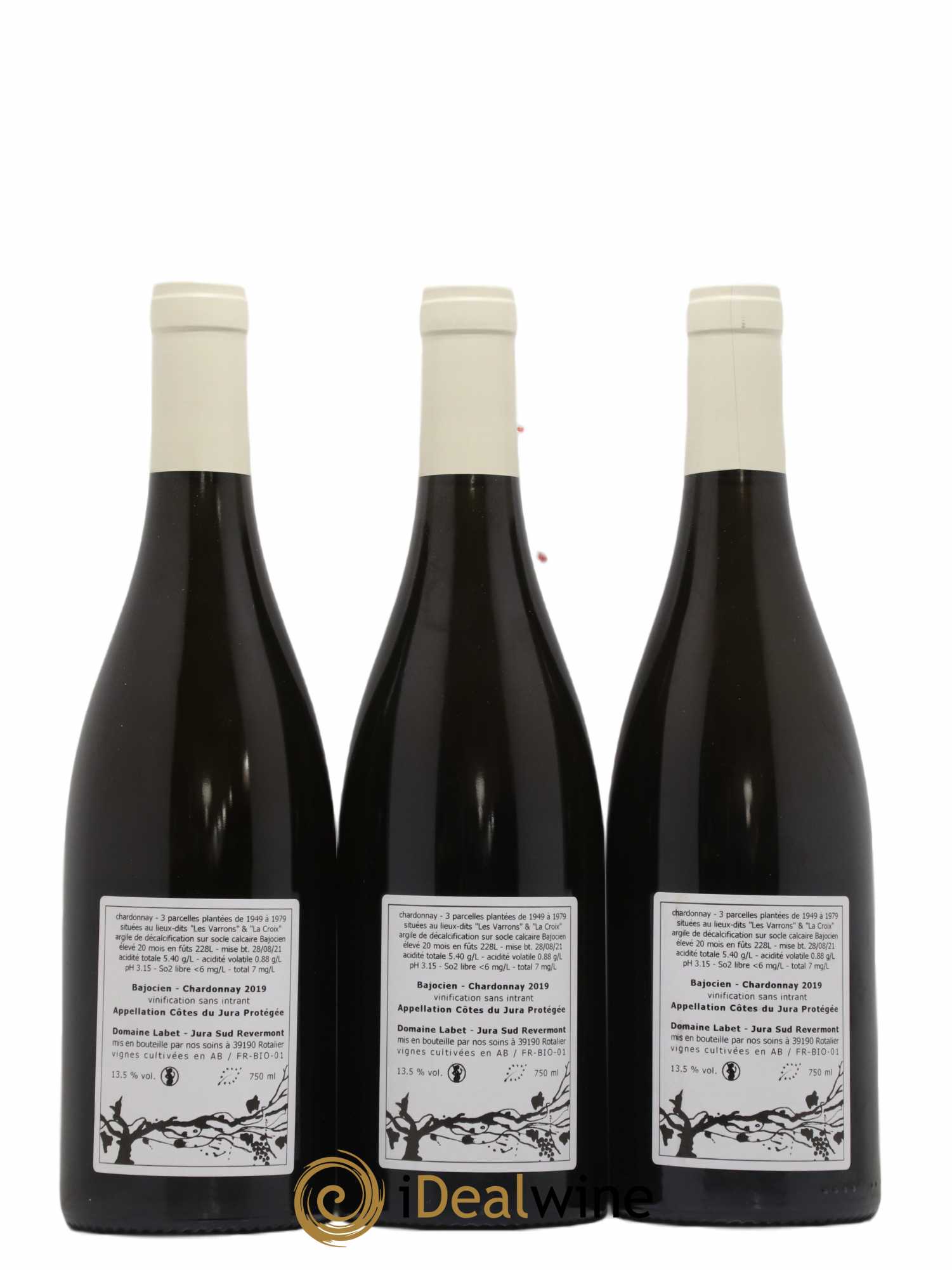 Côtes du Jura Chardonnay Bajocien Romain - Julien - Charline Labet 2019 - Lot de 3 bouteilles - 1