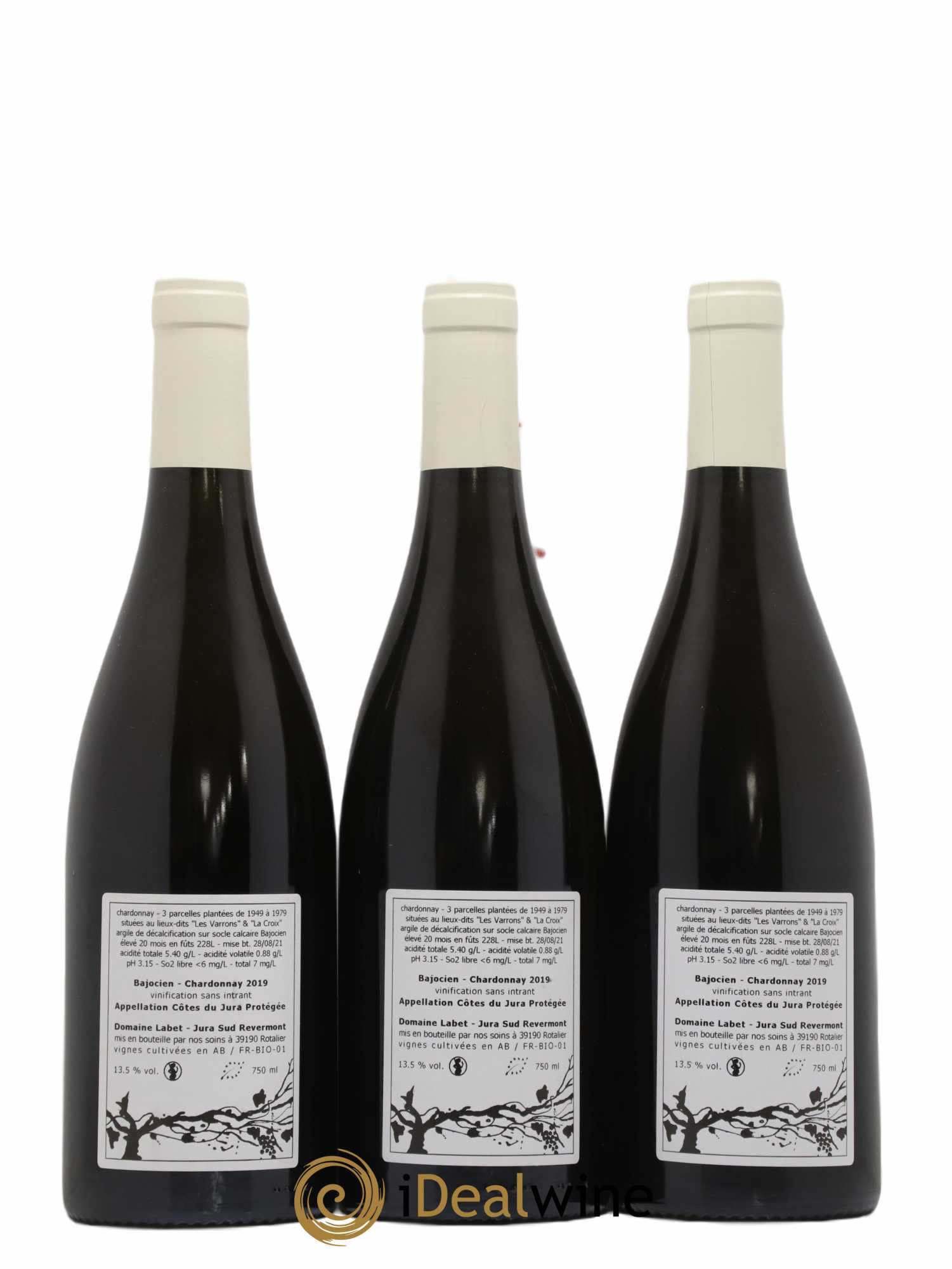 Côtes du Jura Chardonnay Bajocien Romain - Julien - Charline Labet 2019 - Lot de 3 bouteilles - 1