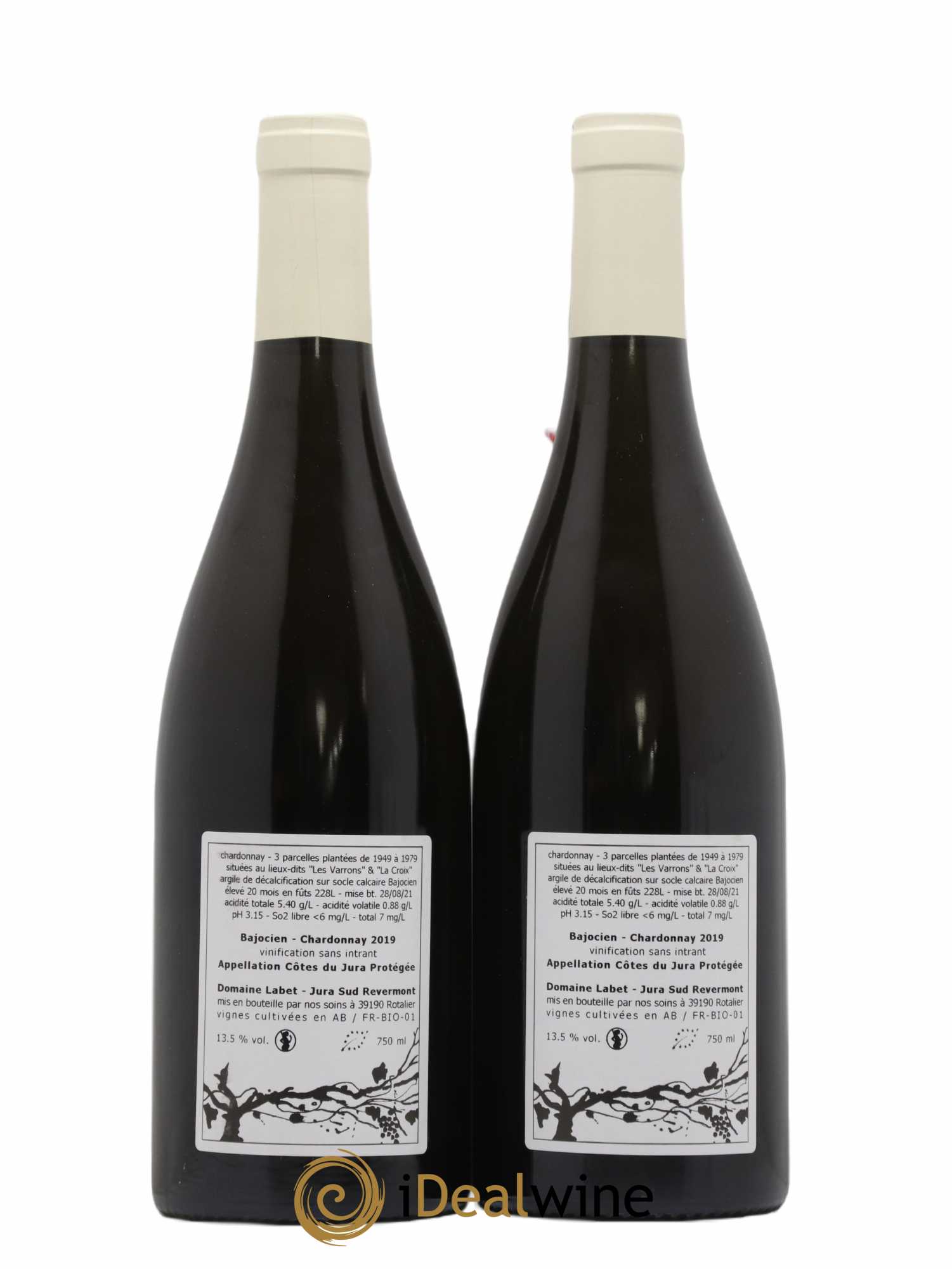 Côtes du Jura Chardonnay Bajocien Romain - Julien  - Charline Labet 2019 - Lot de 2 bouteilles - 1