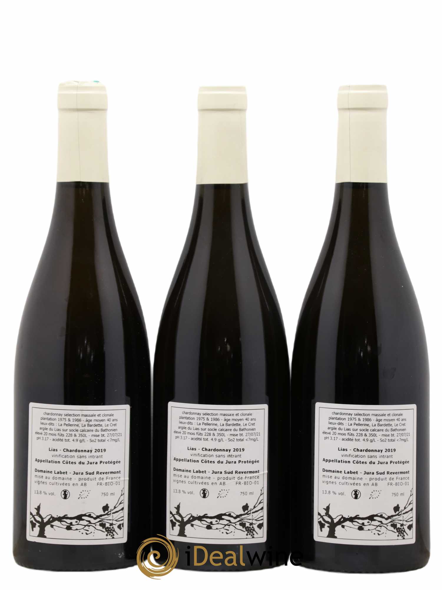 Côtes du Jura Chardonnay Lias Romain - Julien - Charline Labet 2019 - Lot de 3 bouteilles - 1