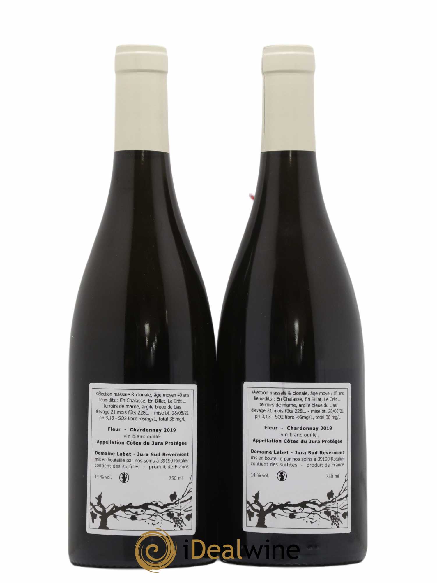 Côtes du Jura Chardonnay Fleur Romain - Julien - Charline Labet 2019 - Lot de 2 bouteilles - 1