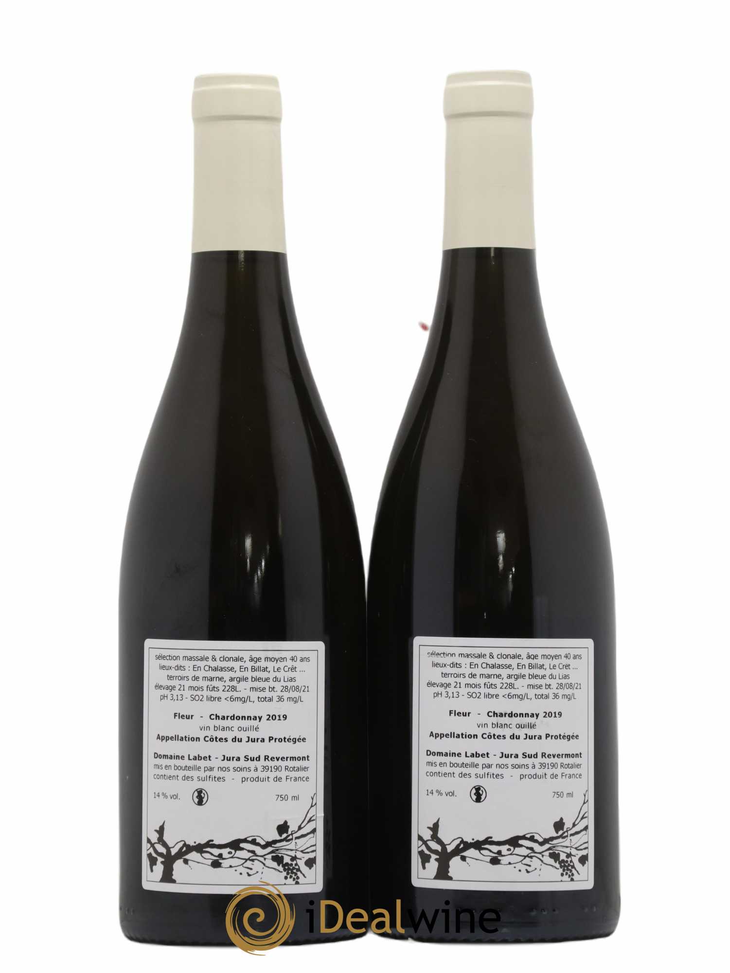 Côtes du Jura Chardonnay Fleur Romain - Julien - Charline Labet 2019 - Lot de 2 bouteilles - 1