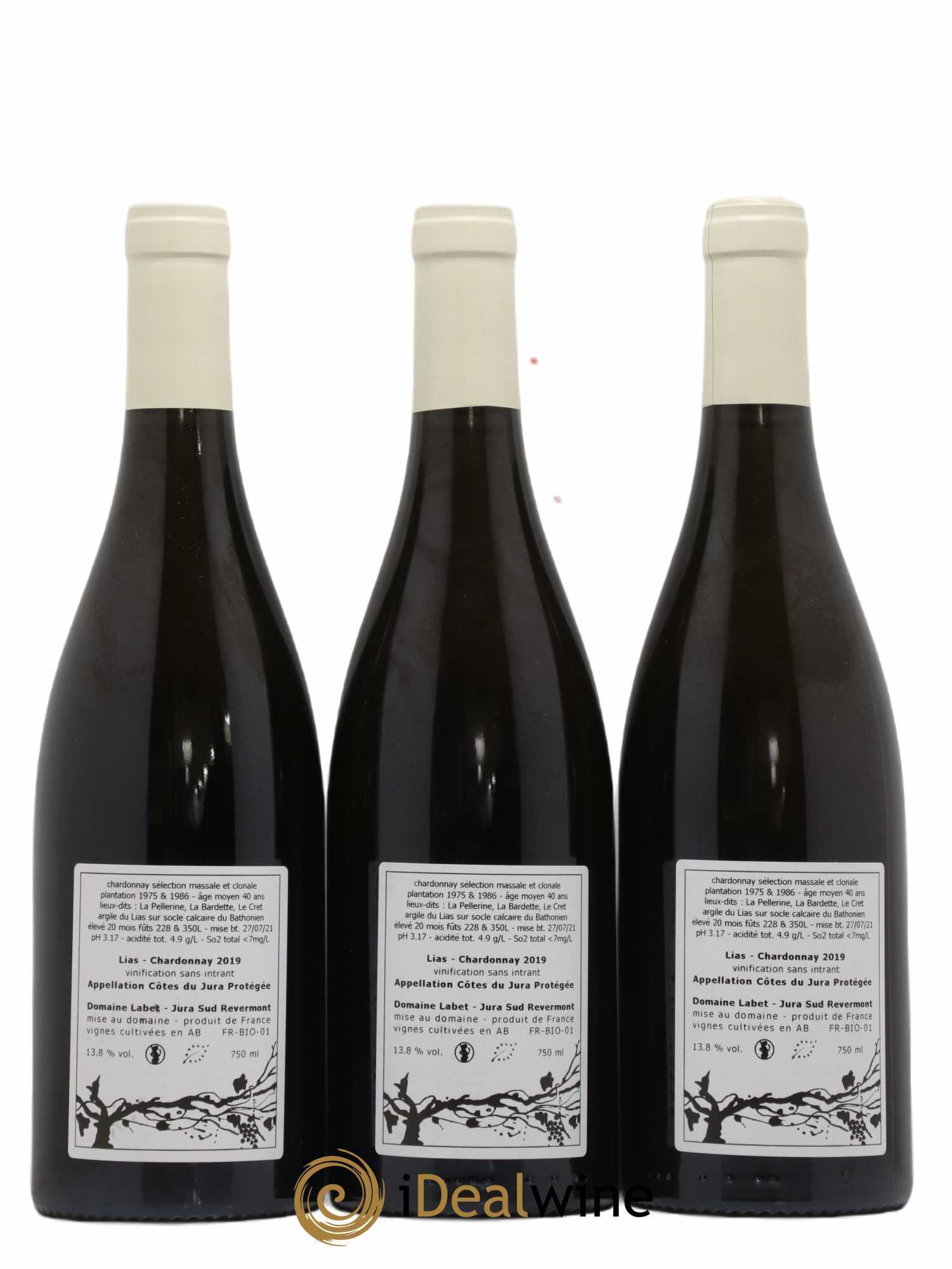 Côtes du Jura Chardonnay Lias Romain - Julien - Charline Labet 2019 - Lot de 3 bouteilles - 1