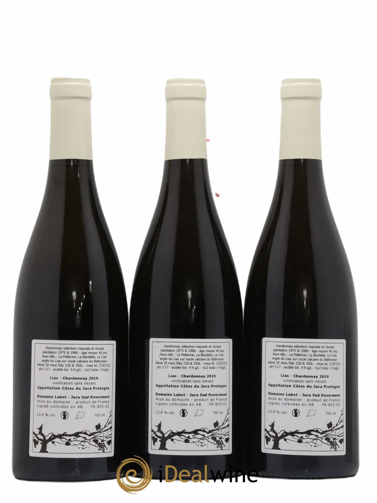 Côtes du Jura Chardonnay Lias Romain - Julien - Charline Labet 2019 - Lot de 3 bouteilles - 1