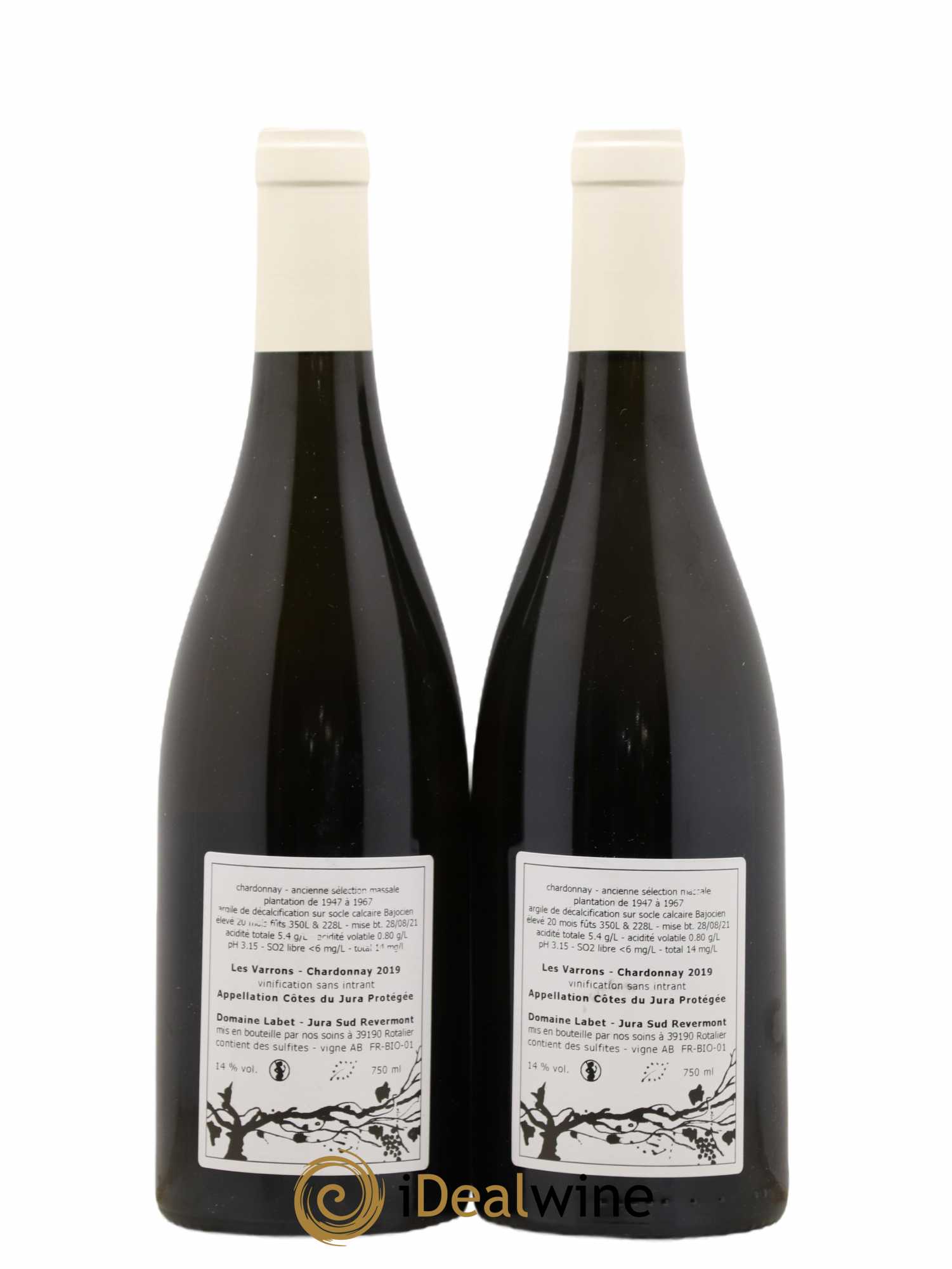 Côtes du Jura Chardonnay Les Varrons Romain - Julien - Charline Labet 2019 - Lot de 2 bouteilles - 1