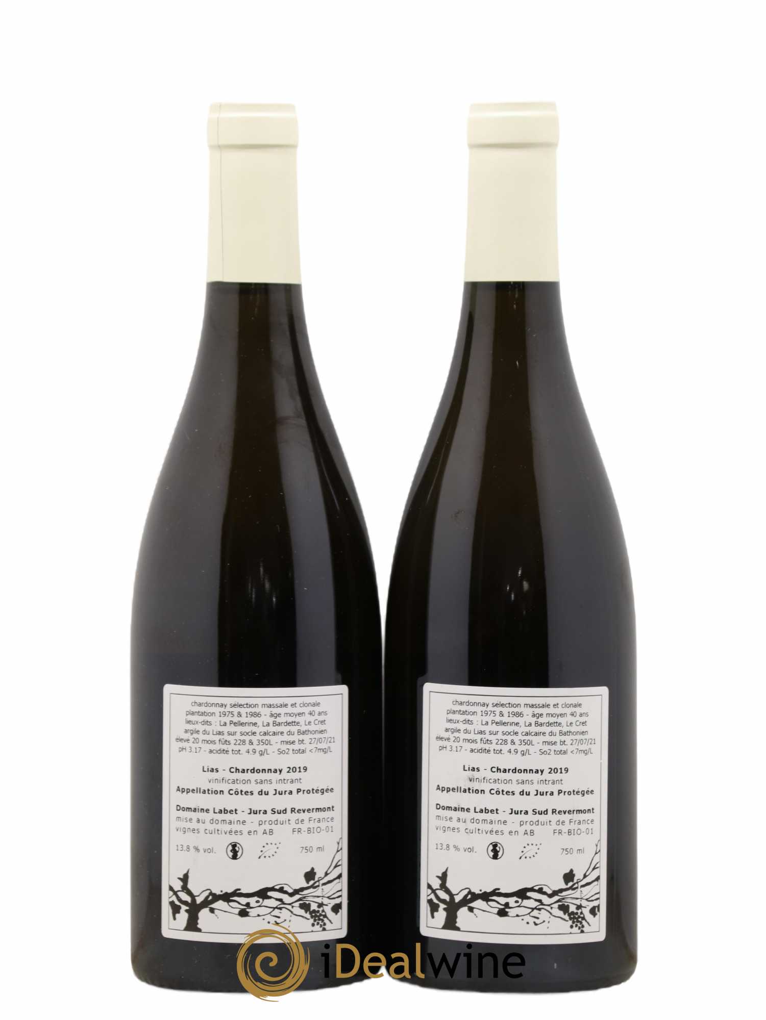Côtes du Jura Chardonnay Lias Romain - Julien - Charline Labet 2019 - Lot de 2 bouteilles - 1