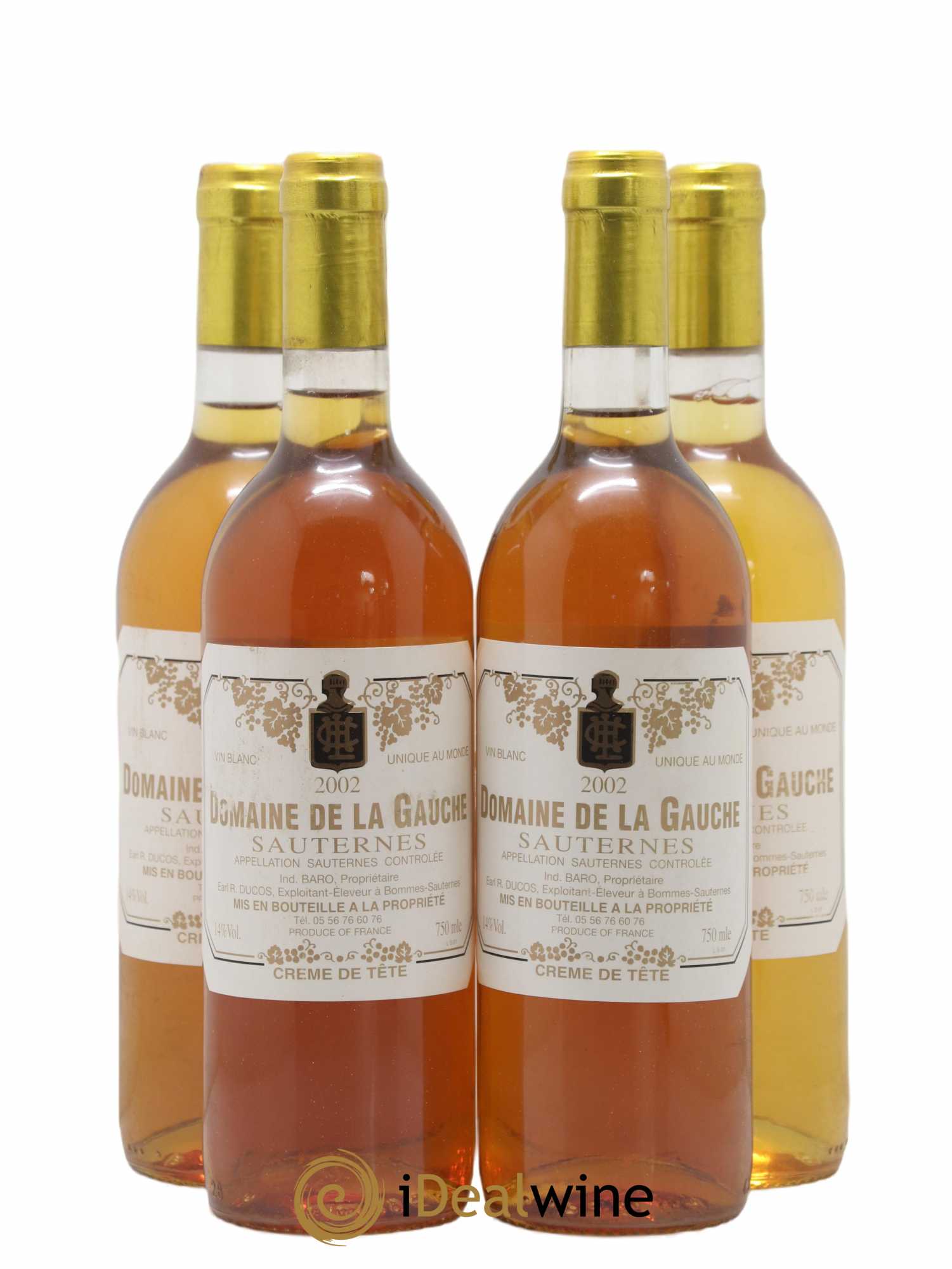 Sauternes Domaine De La Gauche Crème de tête 2002 - Lotto di 4 bottiglie - 0
