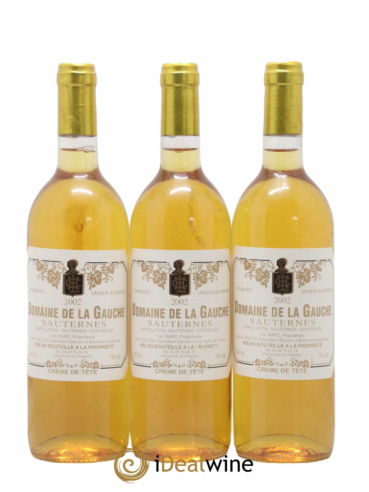 Sauternes Domaine De La Gauche Crème de tête 2002 - Lotto di 3 bottiglie - 0