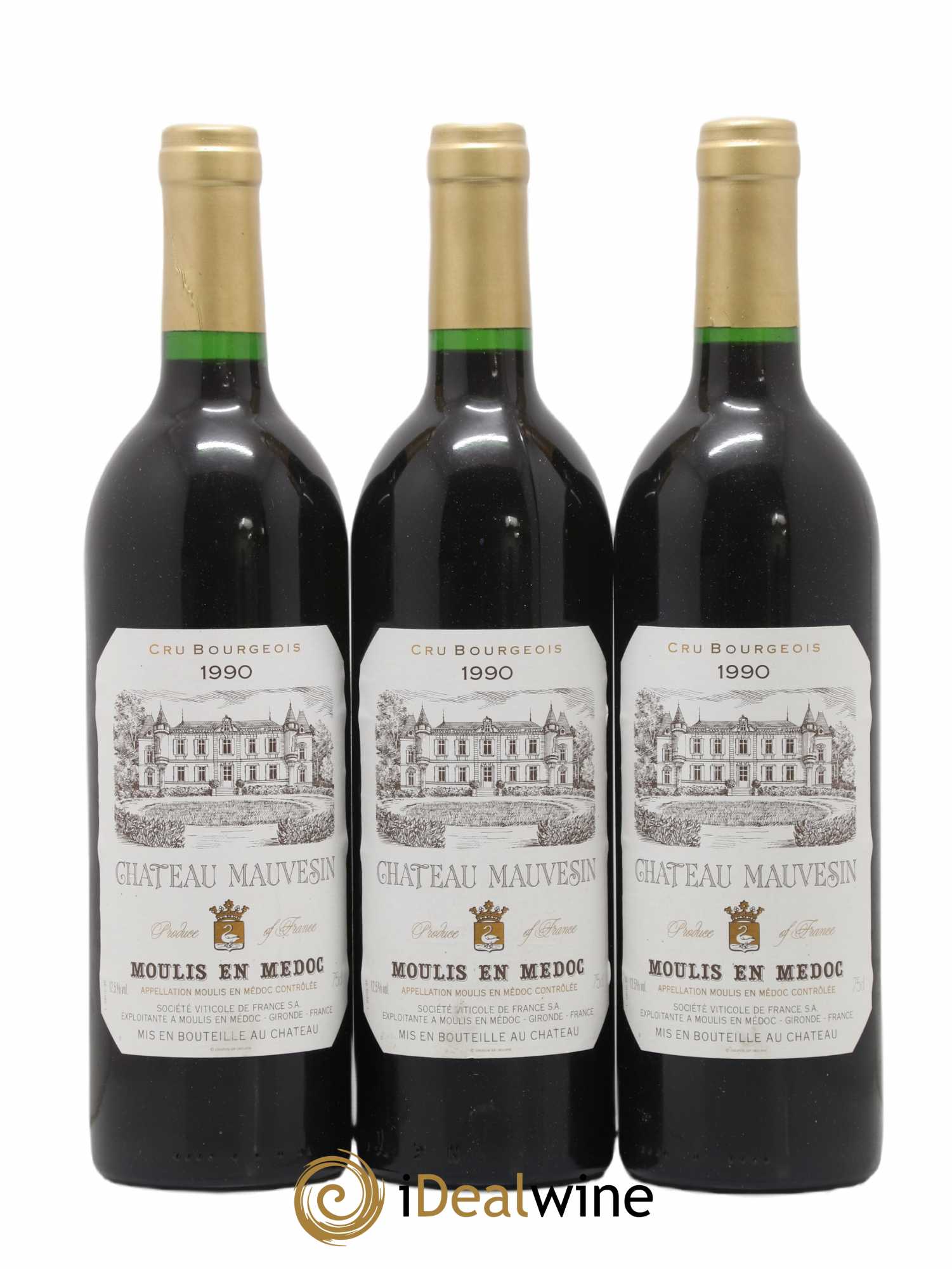 Moulis en Médoc Mauvesin 1990 - Lot de 3 bouteilles - 0