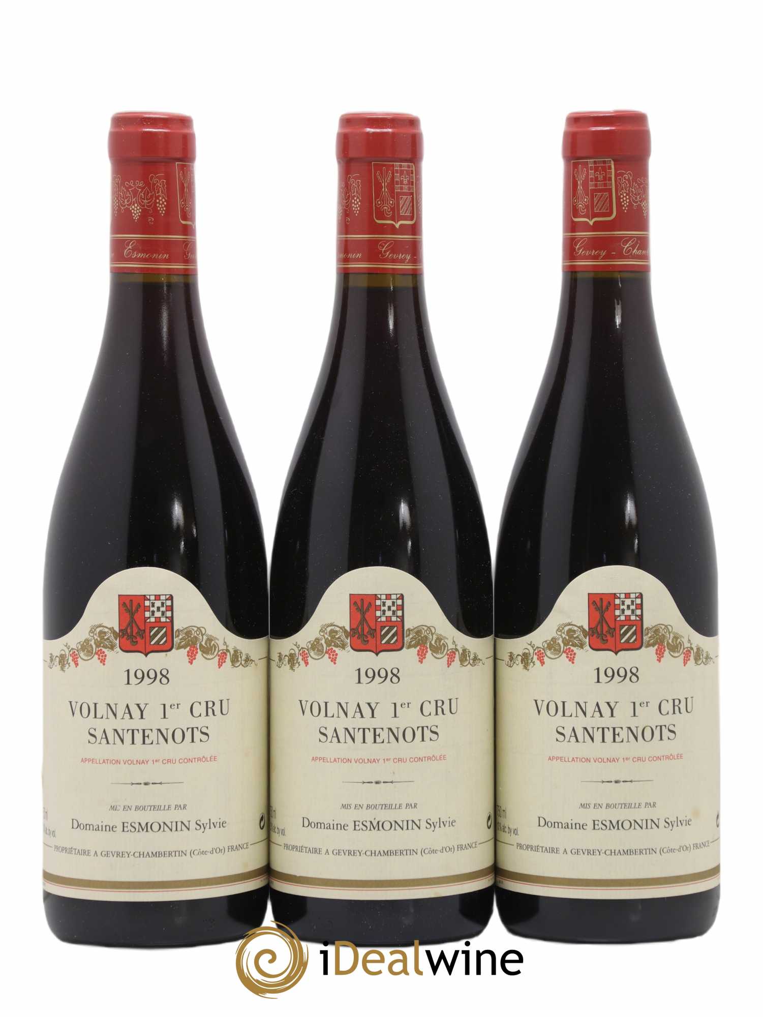 Volnay 1er Cru Santenots Sylvie Esmonin 1998 - Lot de 3 bouteilles - 0