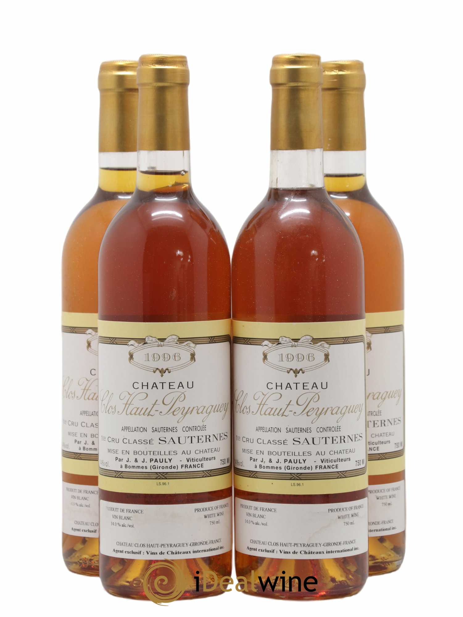 Clos Haut-Peyraguey 1er Grand Cru Classé 1996 - Lotto di 4 bottiglie - 0