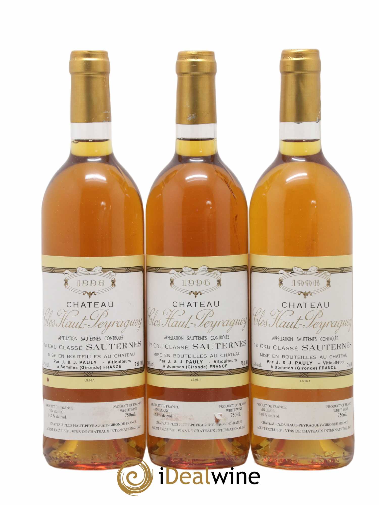 Clos Haut-Peyraguey 1er Grand Cru Classé 1996 - Lotto di 3 bottiglie - 0