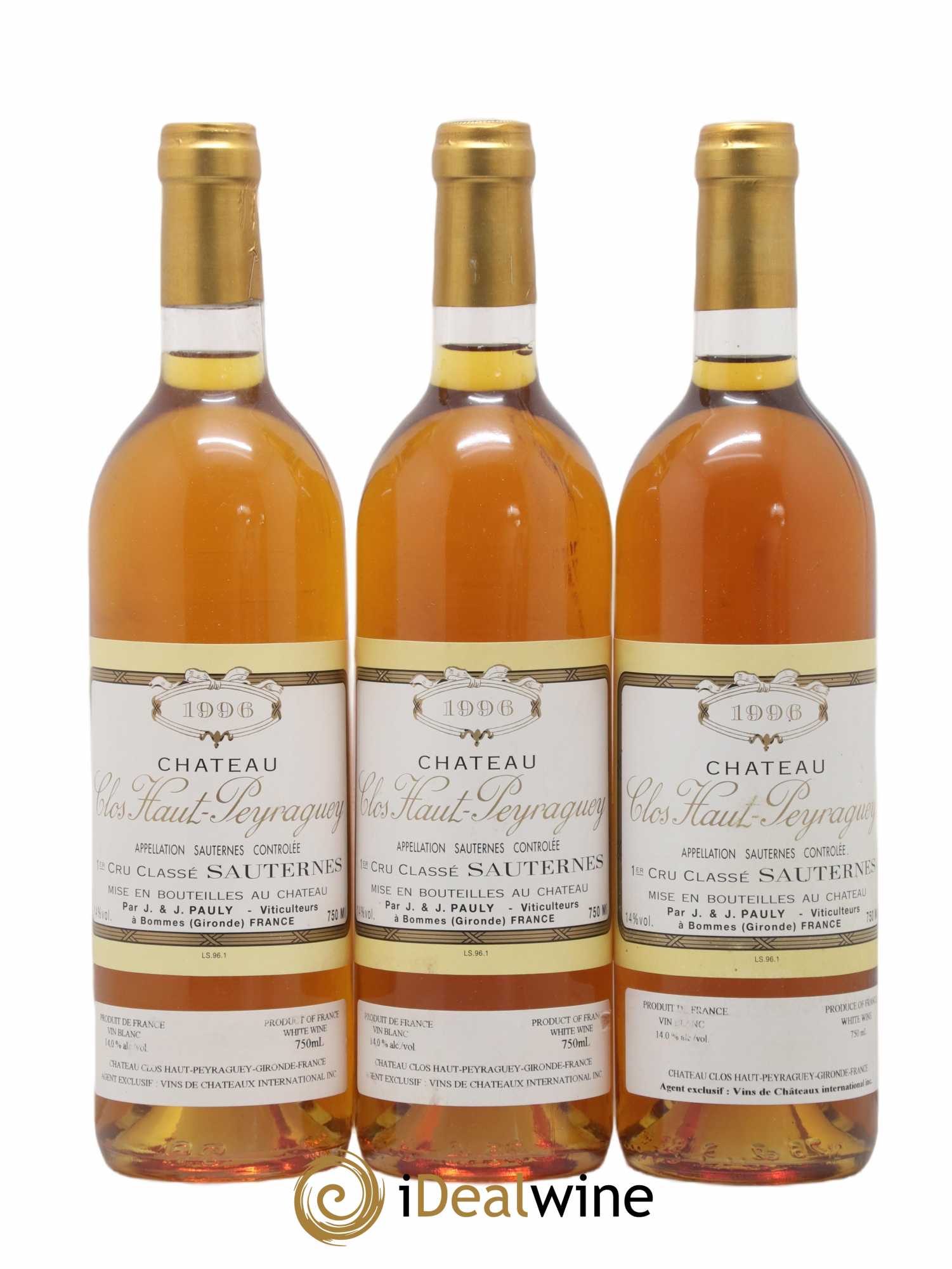 Clos Haut-Peyraguey 1er Grand Cru Classé 1996 - Lotto di 3 bottiglie - 0