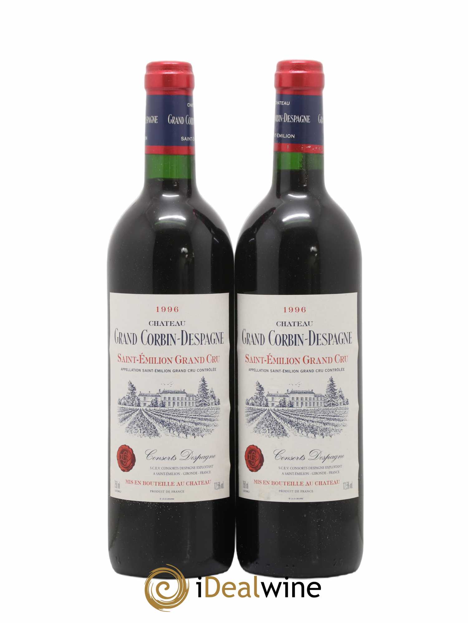 Château Grand Corbin Despagne Grand Cru Classé 1996 - Lot de 2 bouteilles - 0