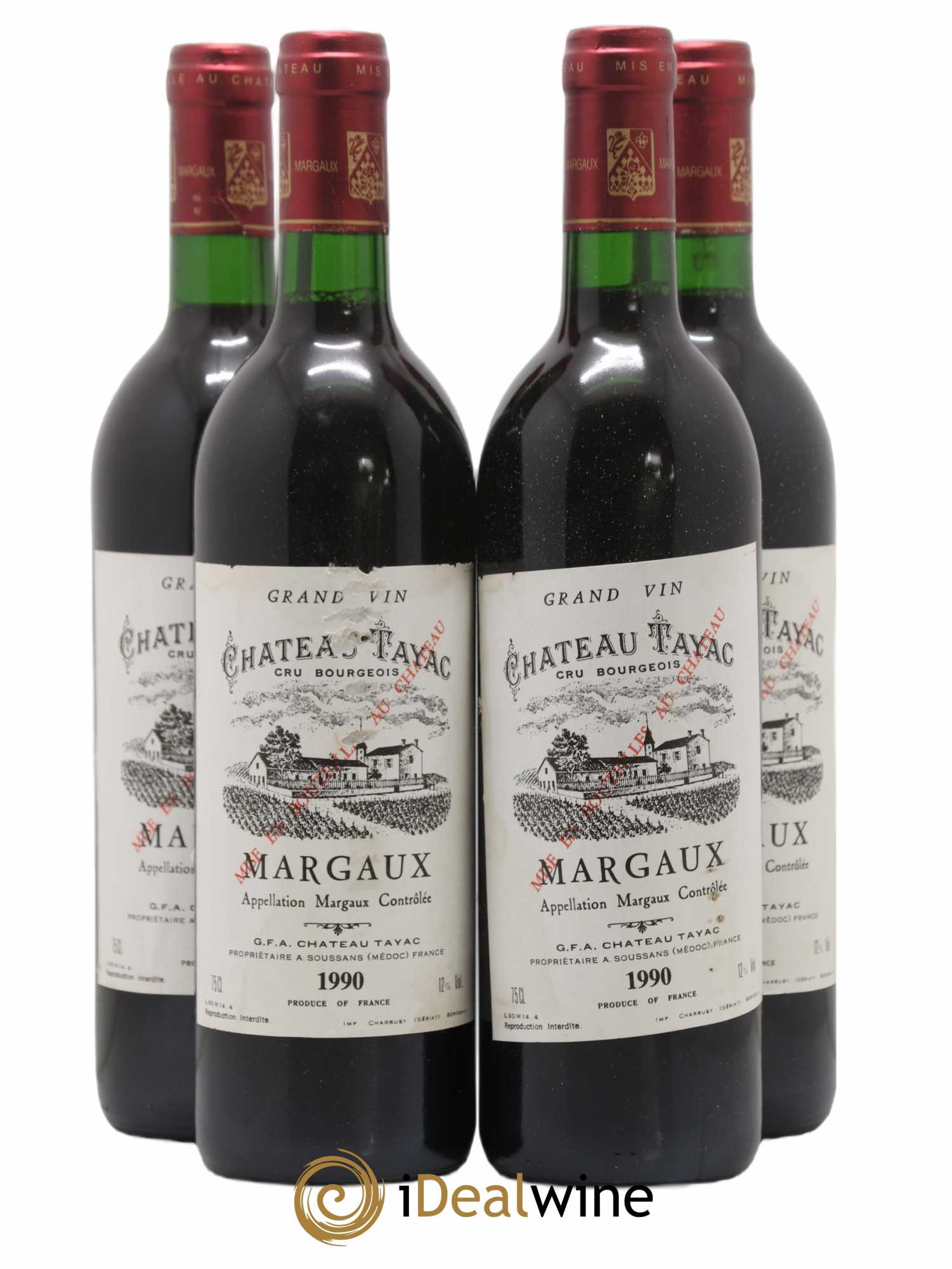 Château Tayac Cru Bourgeois 1990 - Lot de 4 bouteilles - 0
