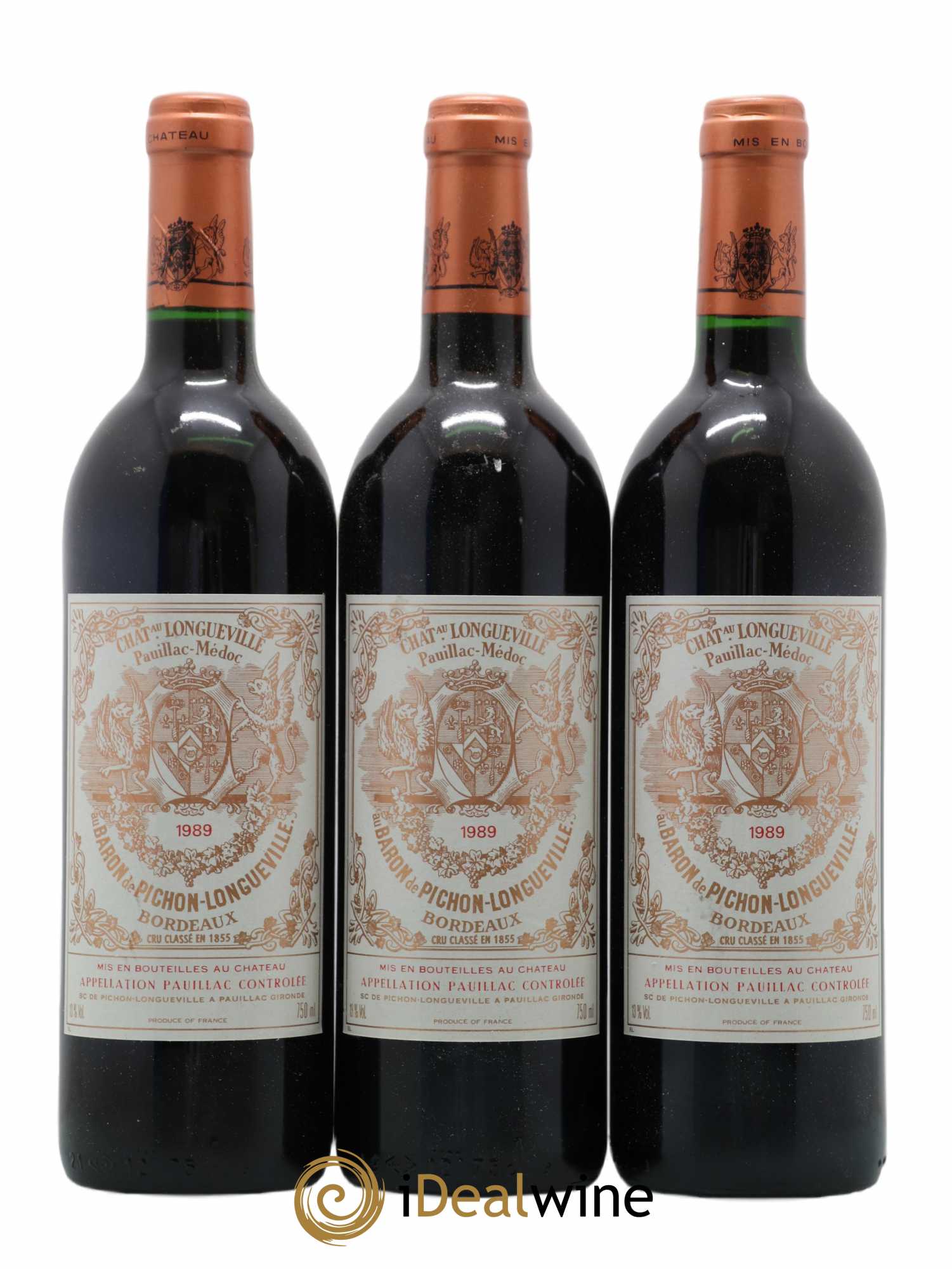 Pichon Longueville Baron 2ème Grand Cru Classé 1989 - Lot de 3 bouteilles - 0