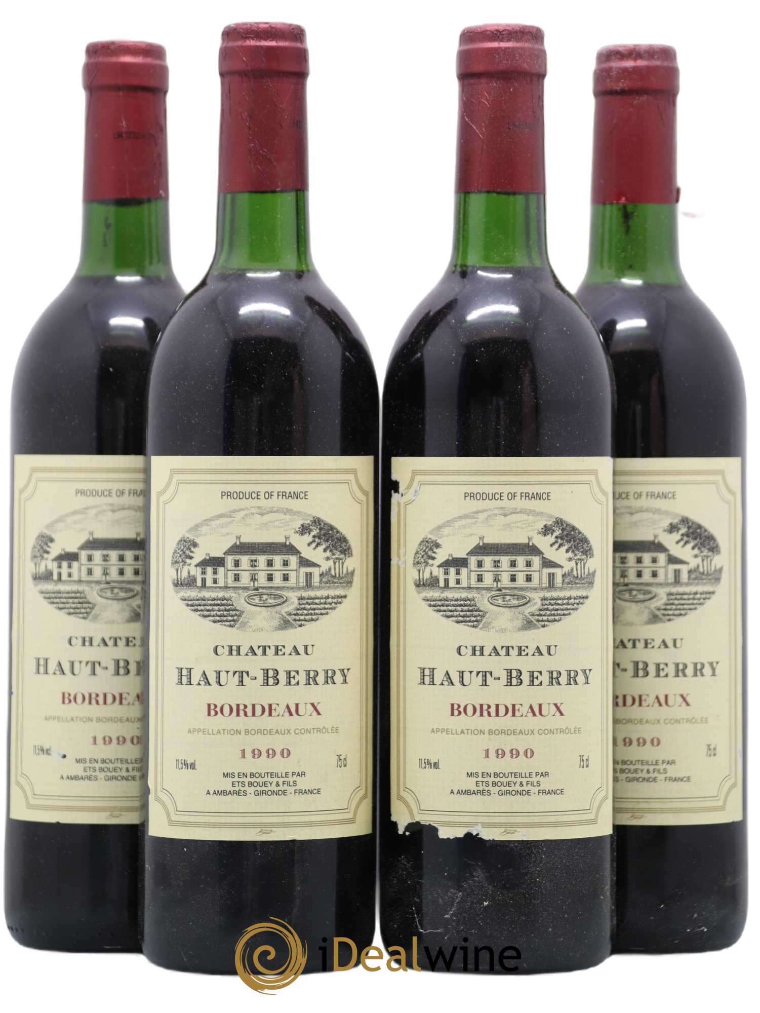 Bordeaux Château Haut-Berry 1990 - Posten von 4 Flaschen - 0