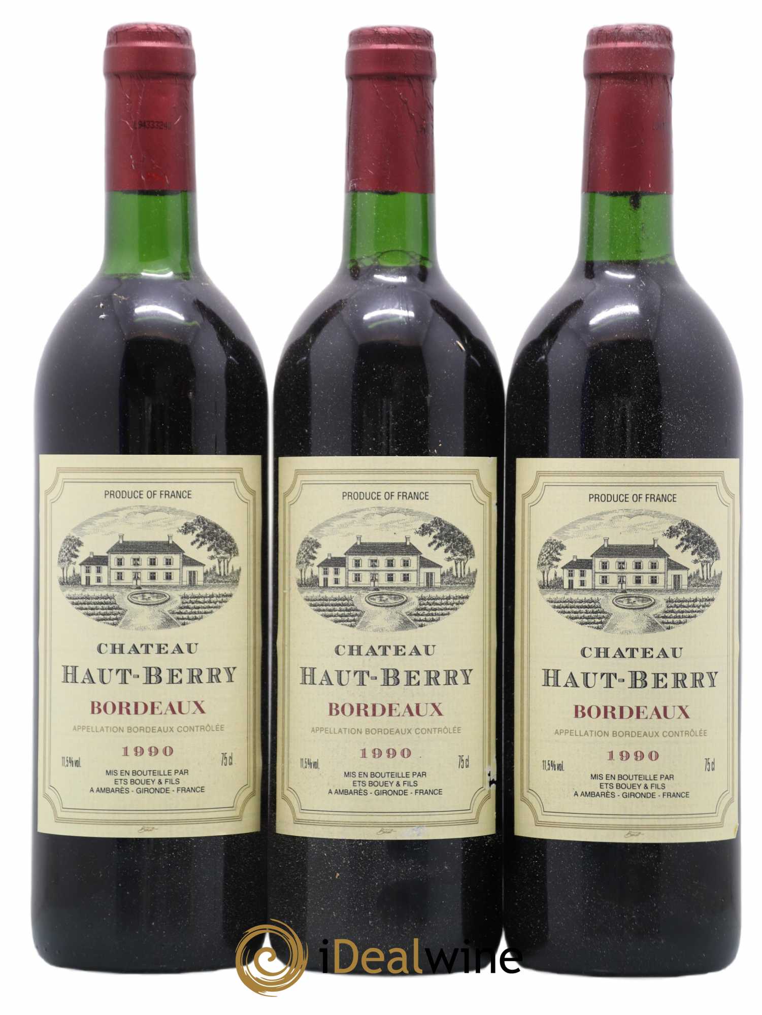 Bordeaux Château Haut-Berry 1990 - Posten von 3 Flaschen - 0