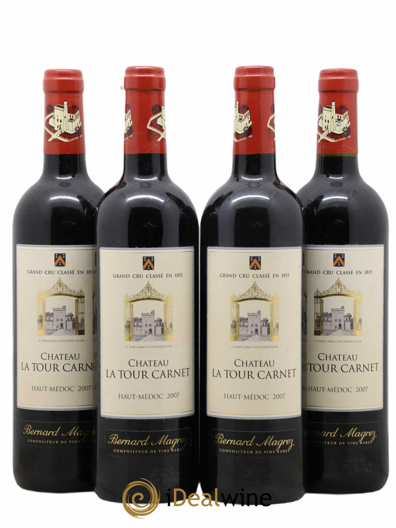 Château la Tour Carnet 4ème Grand Cru Classé 2007 - Lot de 4 bouteilles - 0
