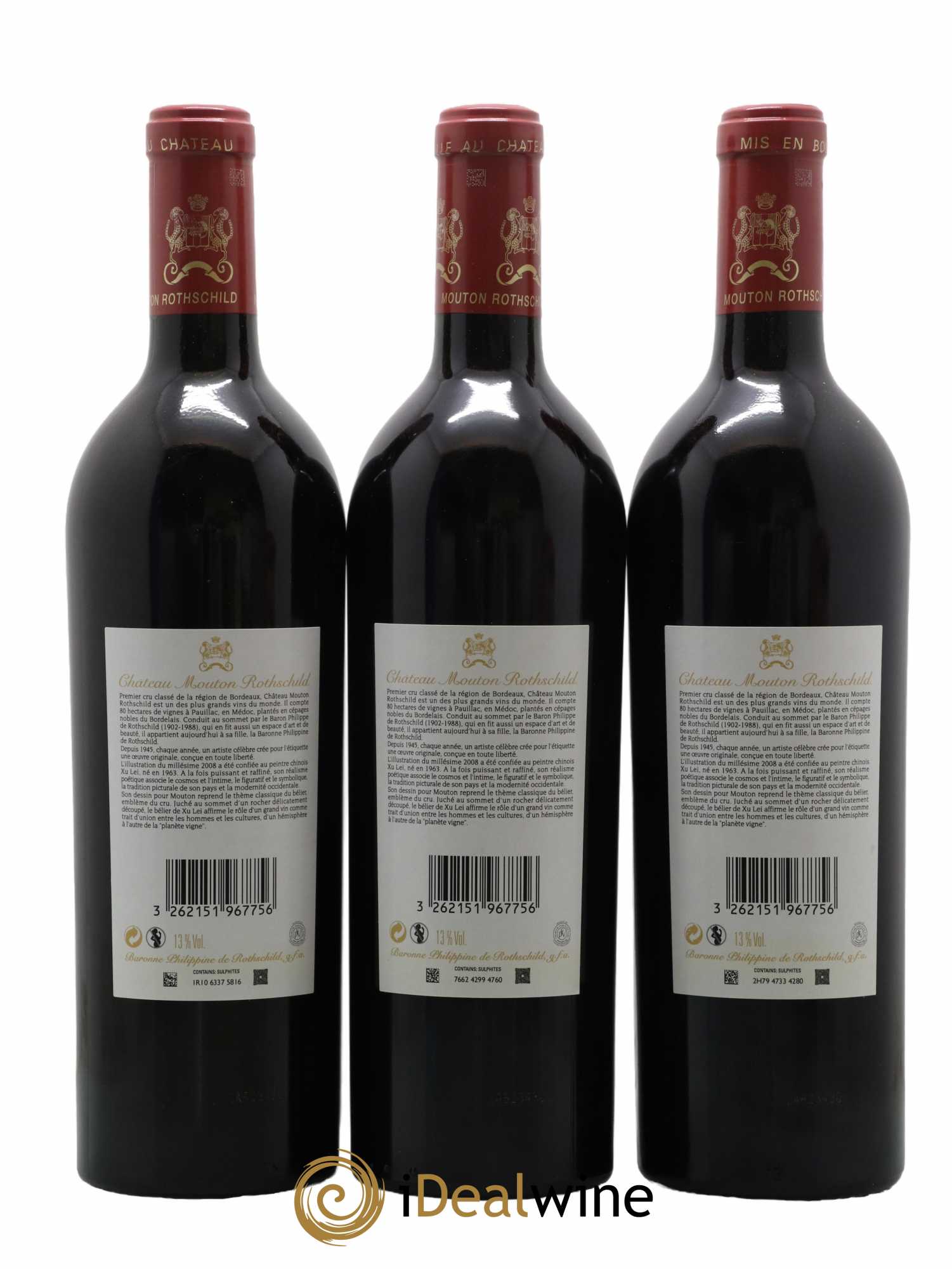 Château Mouton Rothschild 1er Grand Cru Classé 2008 - Lot of 3 bottles - 1