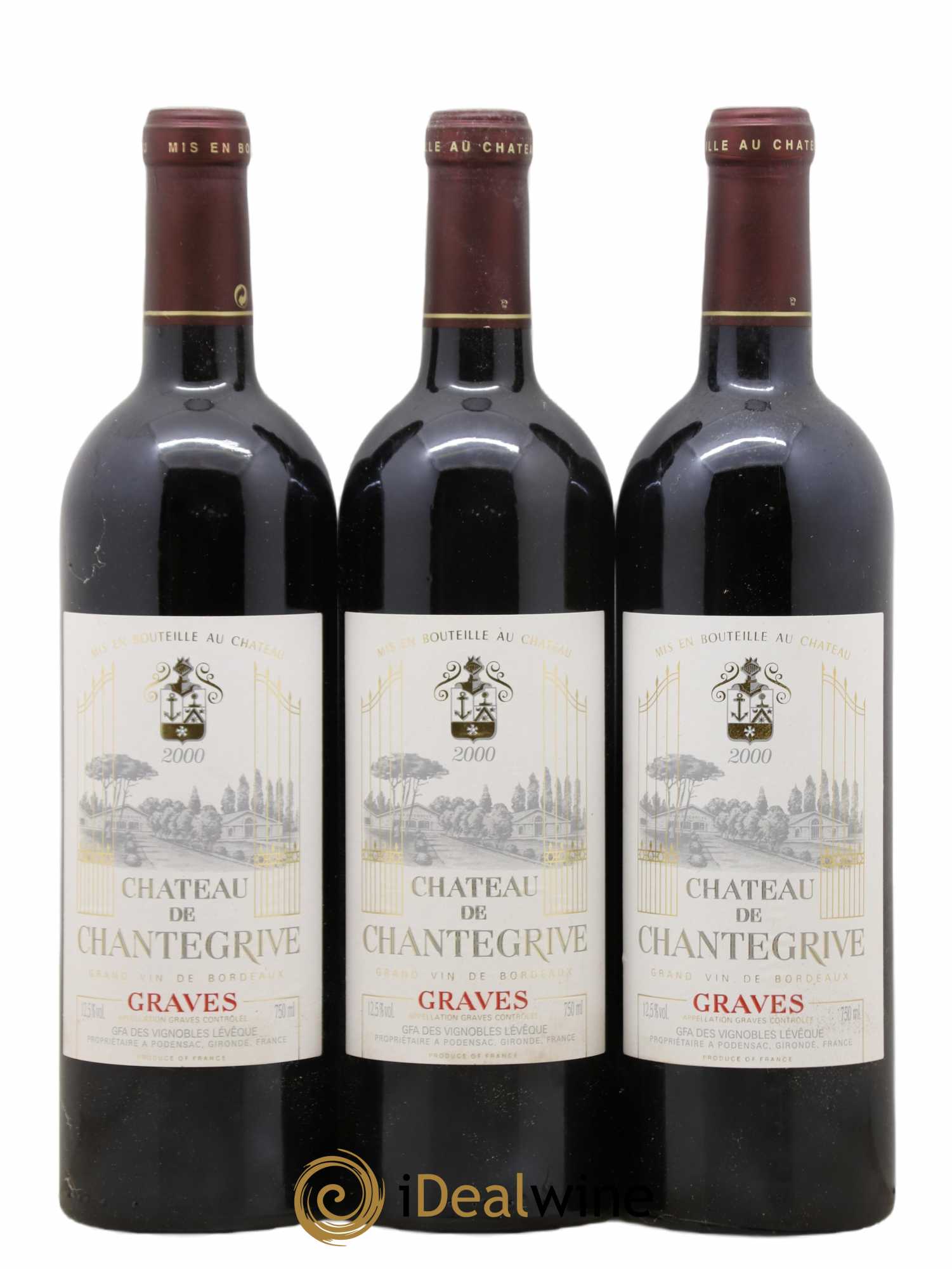 Château de Chantegrive 2000 - Posten von 3 Flaschen - 0