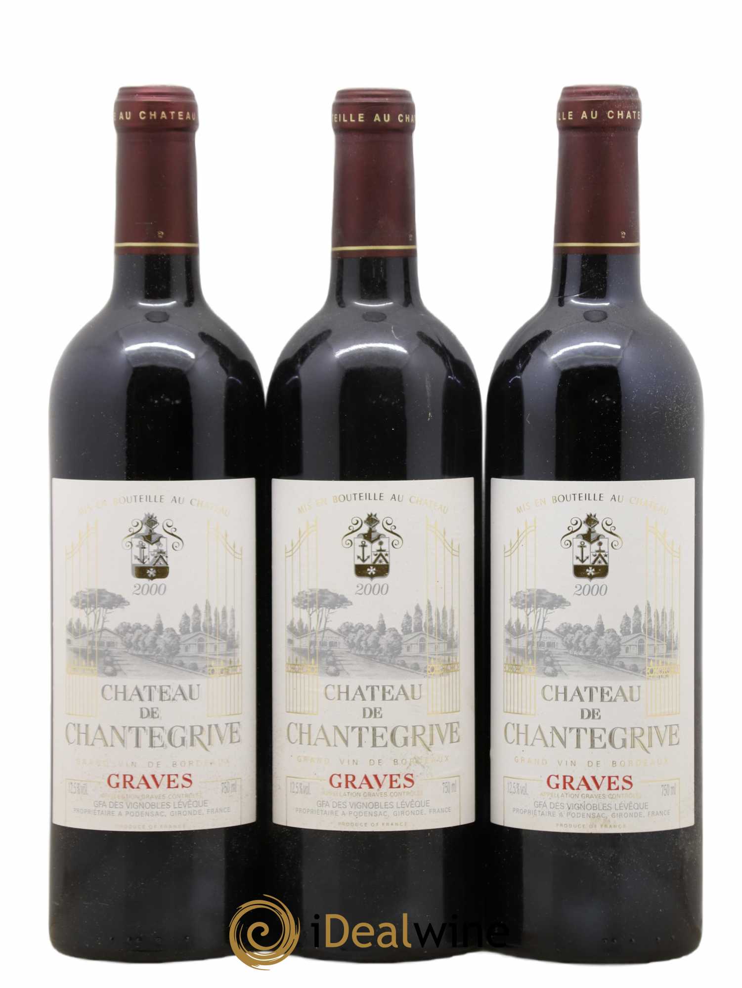 Château de Chantegrive 2000 - Posten von 3 Flaschen - 0