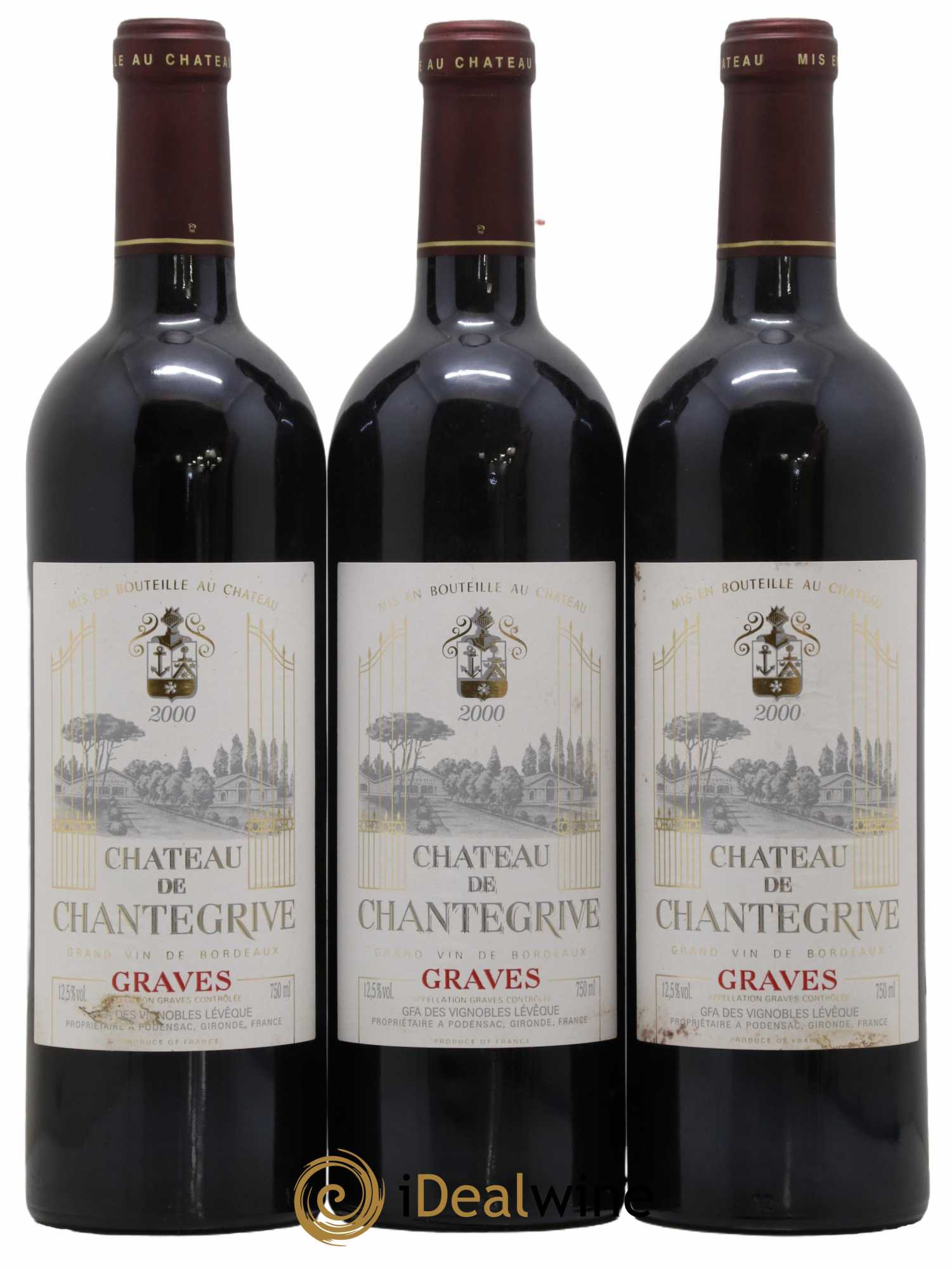 Château de Chantegrive 2000 - Lot de 3 bouteilles - 0