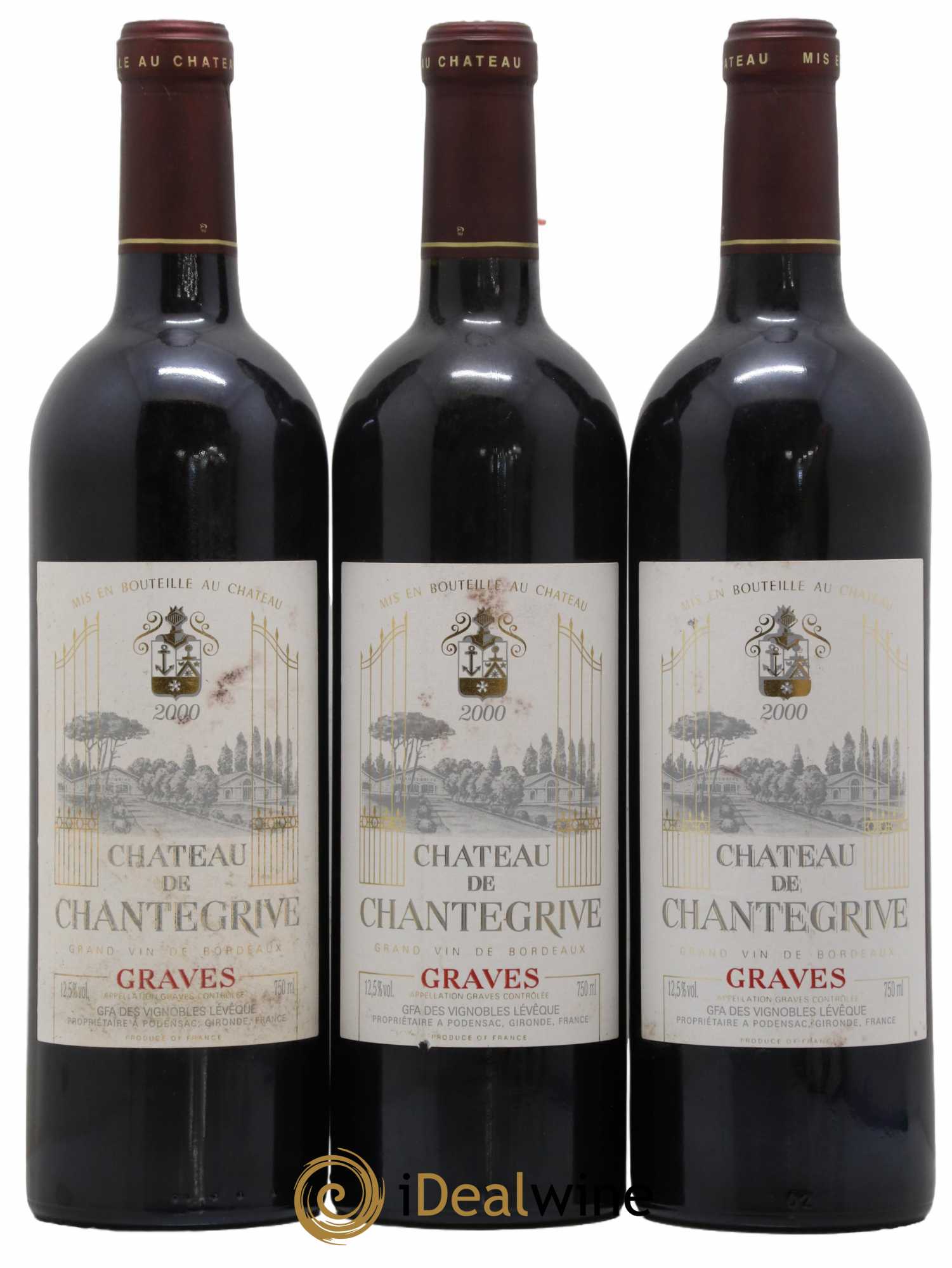 Château de Chantegrive 2000 - Lot de 3 bouteilles - 0