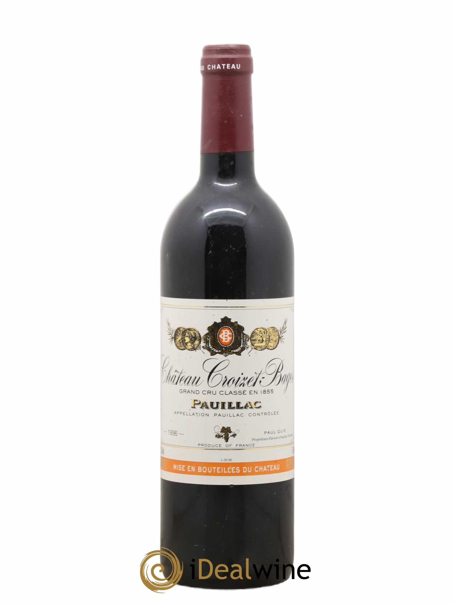 Château Croizet Bages 5ème Grand Cru Classé 1996 - Lot de 1 bouteille - 0