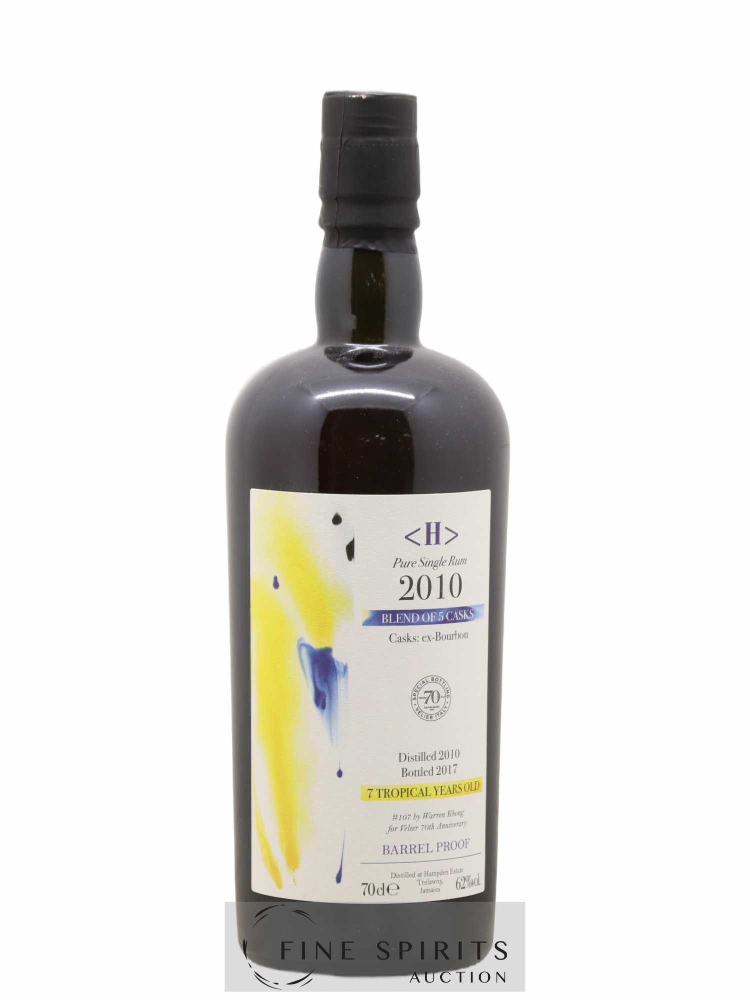 Diamond 7 years 2010 Velier H Blend of 5 Ex-Bourbon Casks - bottled 2017 Velier 70th Anniversary - Lot de 1 bouteille - 1