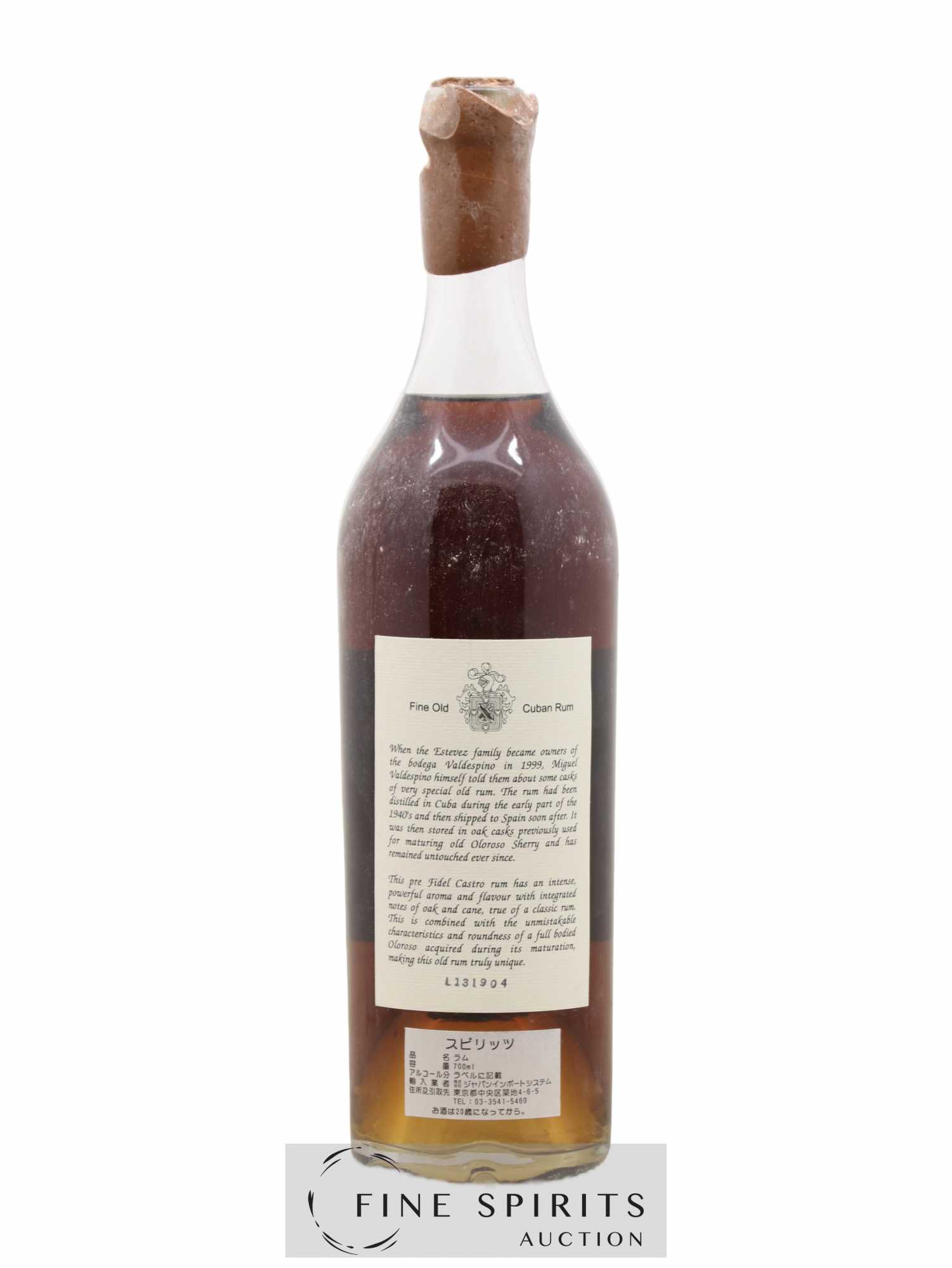 Legend of Cuban Rum Valdespino Pre-1962  (ohne Mindestpreis) - Posten von 1 Flasche - 1