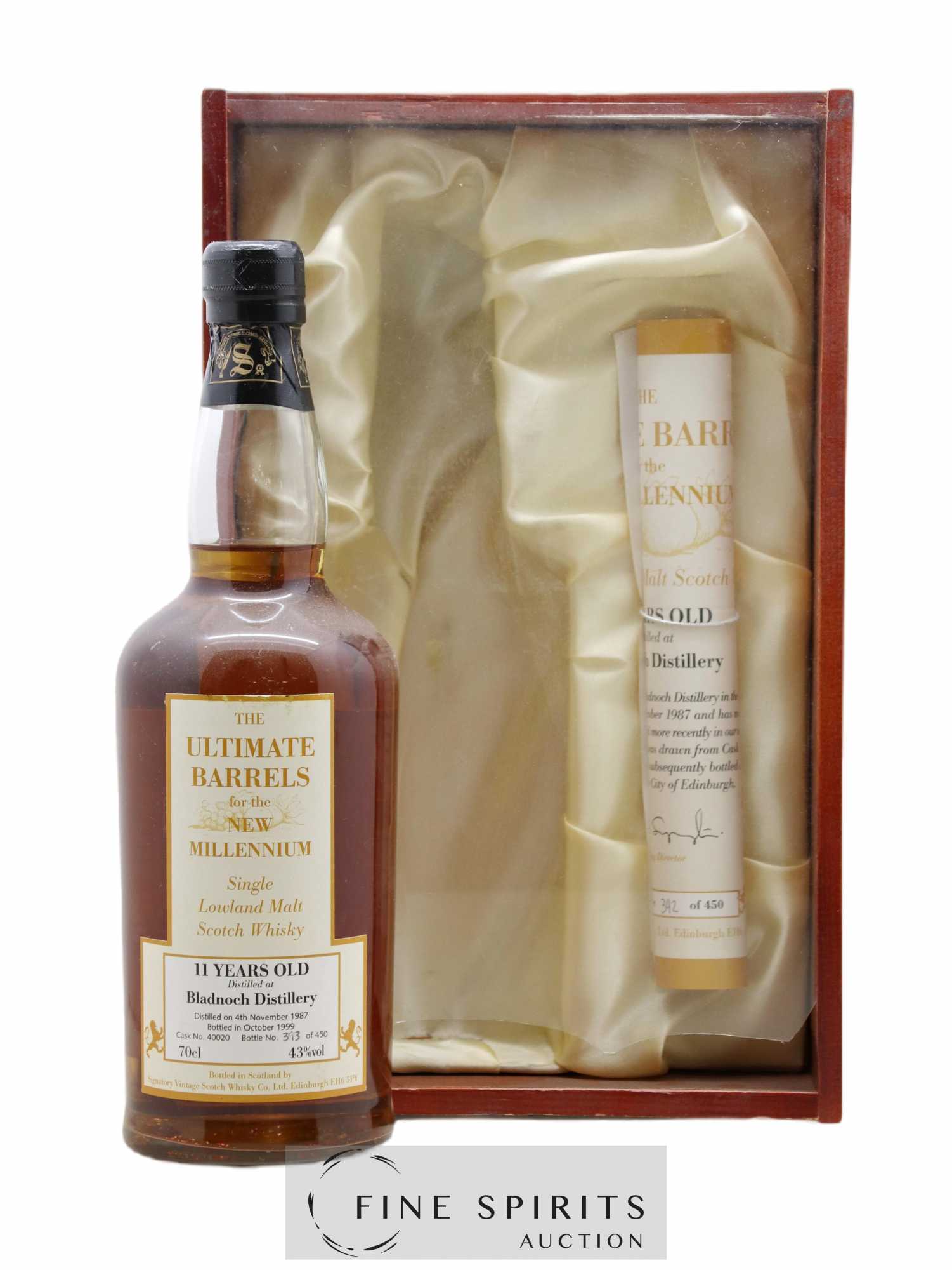 Bladnoch 11 years 1987 Signatory Vintage The Ultimate Barrels for the New Millenium Cask n°40020 - One of 450 - bottled 1999 Velier (sans prix de réserve) - Lot de 1 bouteille - 0