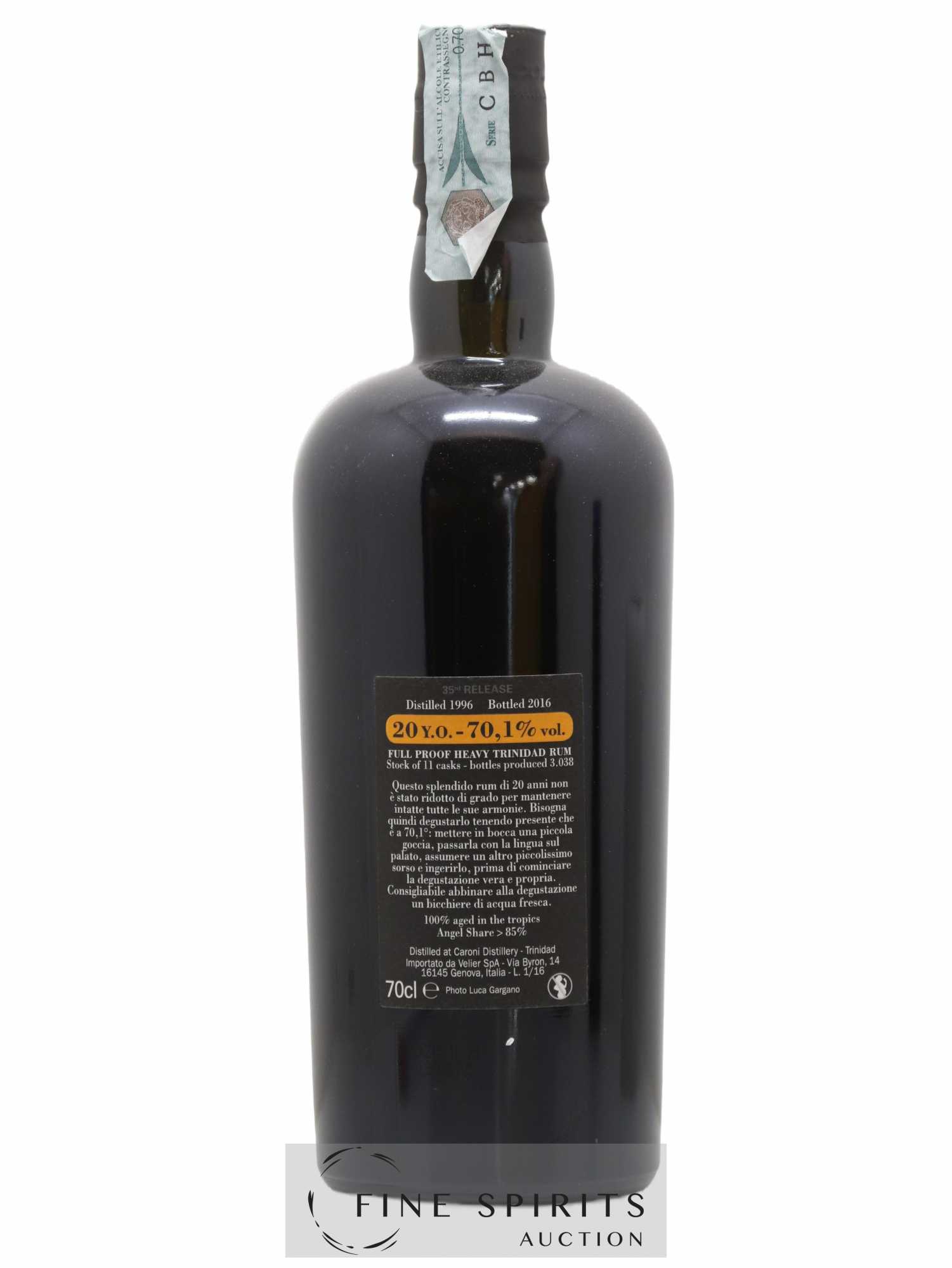 Caroni 20 years 1996 Velier Trespassers 35th Release - 3038 bottles - bottled 2016 Full Proof - Lot de 1 bouteille - 1
