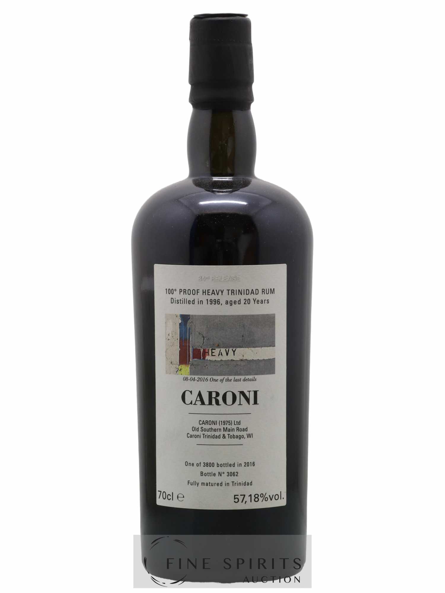 Caroni 20 years 1996 Velier The Heavy Wall 100° Proof 34th Release - One of 3800 - bottled 2016 Special Release - Lot de 1 bouteille - 0