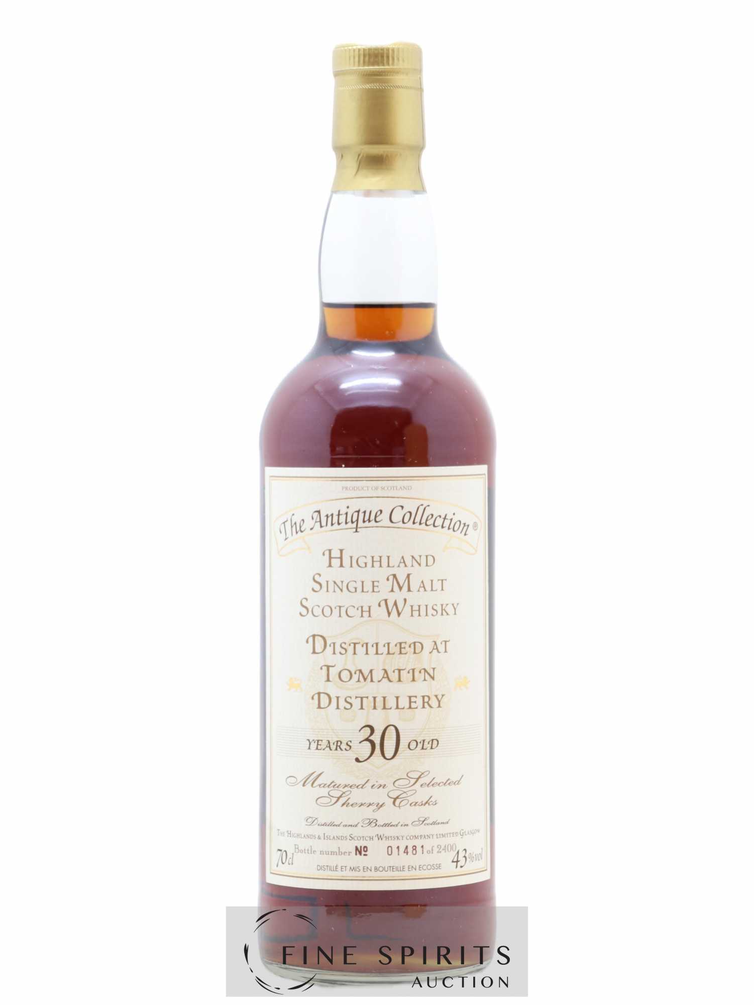 Tomatin 30 years The Highlands & Islands The Antique Collection Sherry Casks - One of 2400 - Lot de 1 bouteille - 1