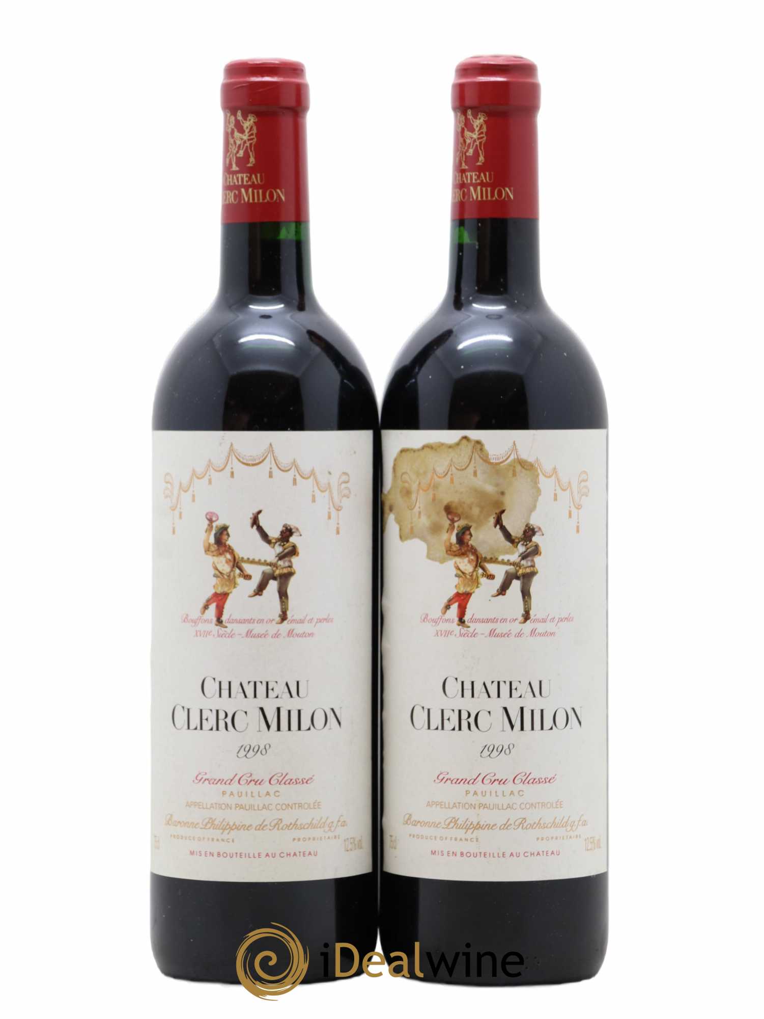 Château Clerc Milon 5ème Grand Cru Classé 1998 - Lot de 2 bouteilles - 0