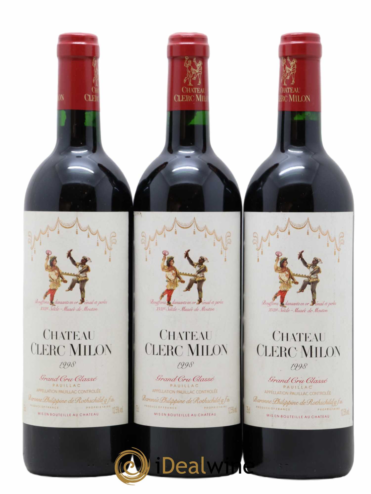 Château Clerc Milon 5ème Grand Cru Classé 1998 - Lot de 3 bouteilles - 0