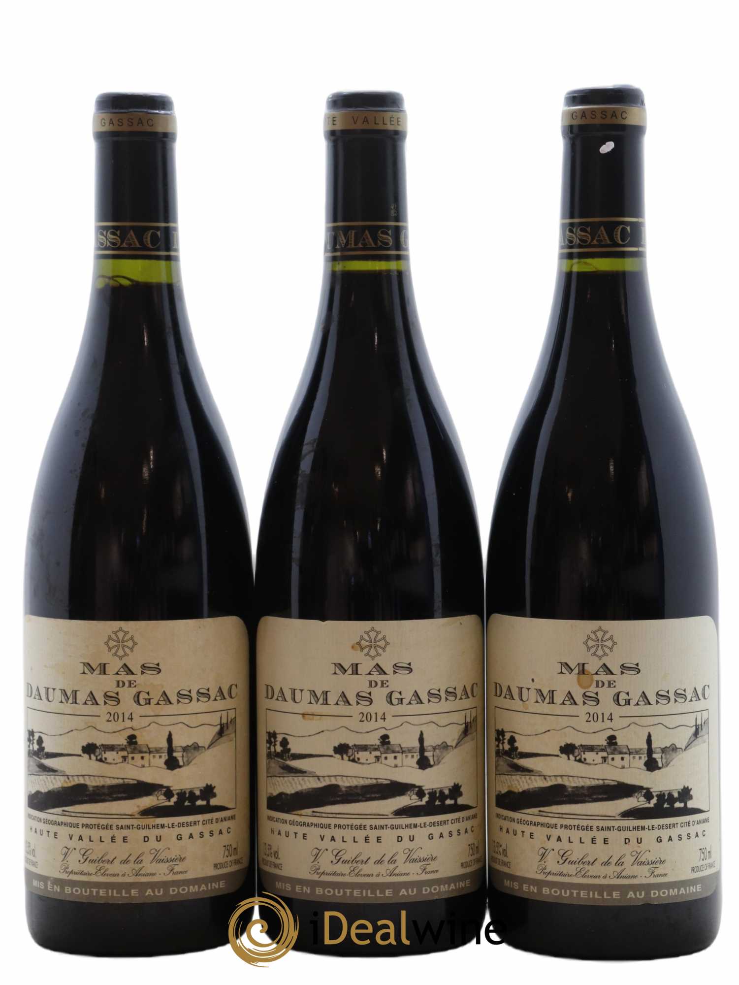Saint-Guilhem-le-Désert - Cité d'Aniane Mas Daumas Gassac Famille Guibert de La Vaissière 2014 - Lot of 3 bottles - 0