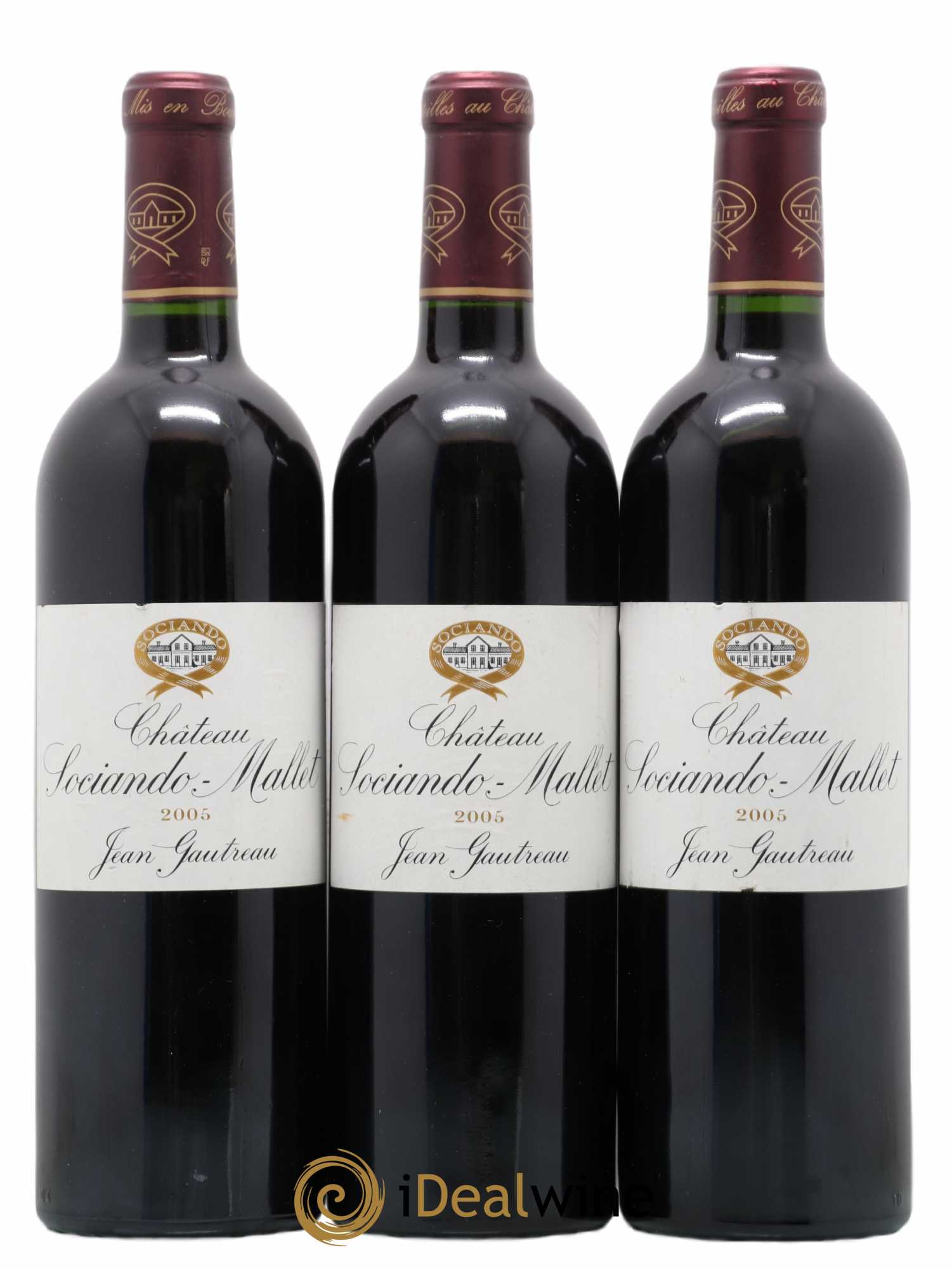 Château Sociando Mallet 2005 - Lot de 3 bouteilles - 0