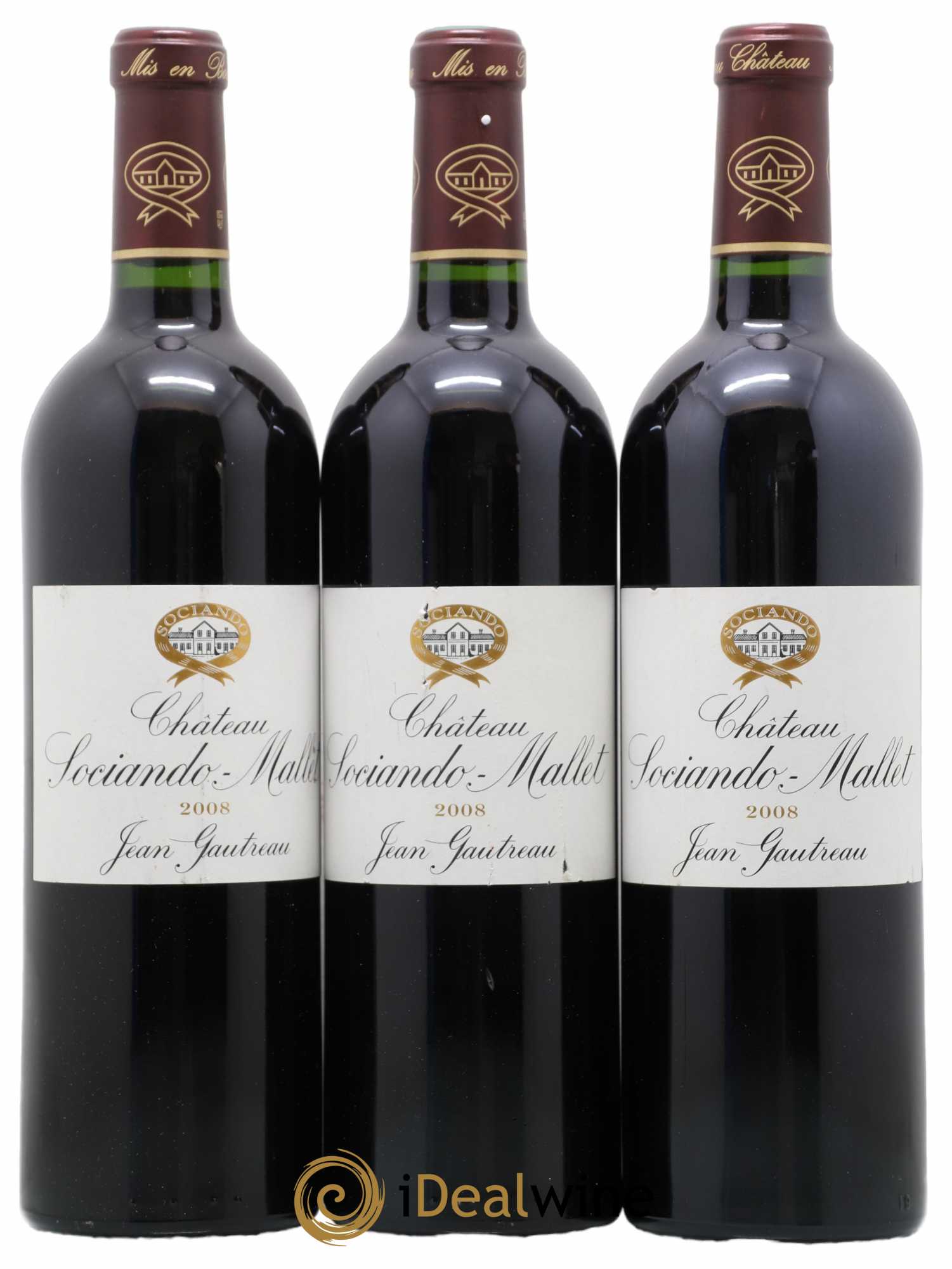 Château Sociando Mallet 2008 - Lot de 3 bouteilles - 0