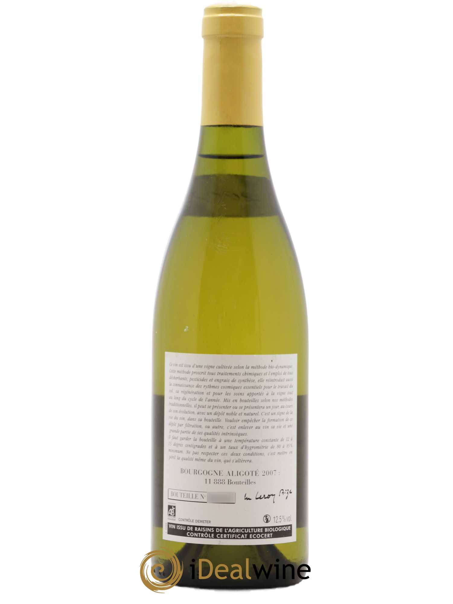 Bourgogne Aligoté Leroy SA 2007 - Lot de 1 bouteille - 1