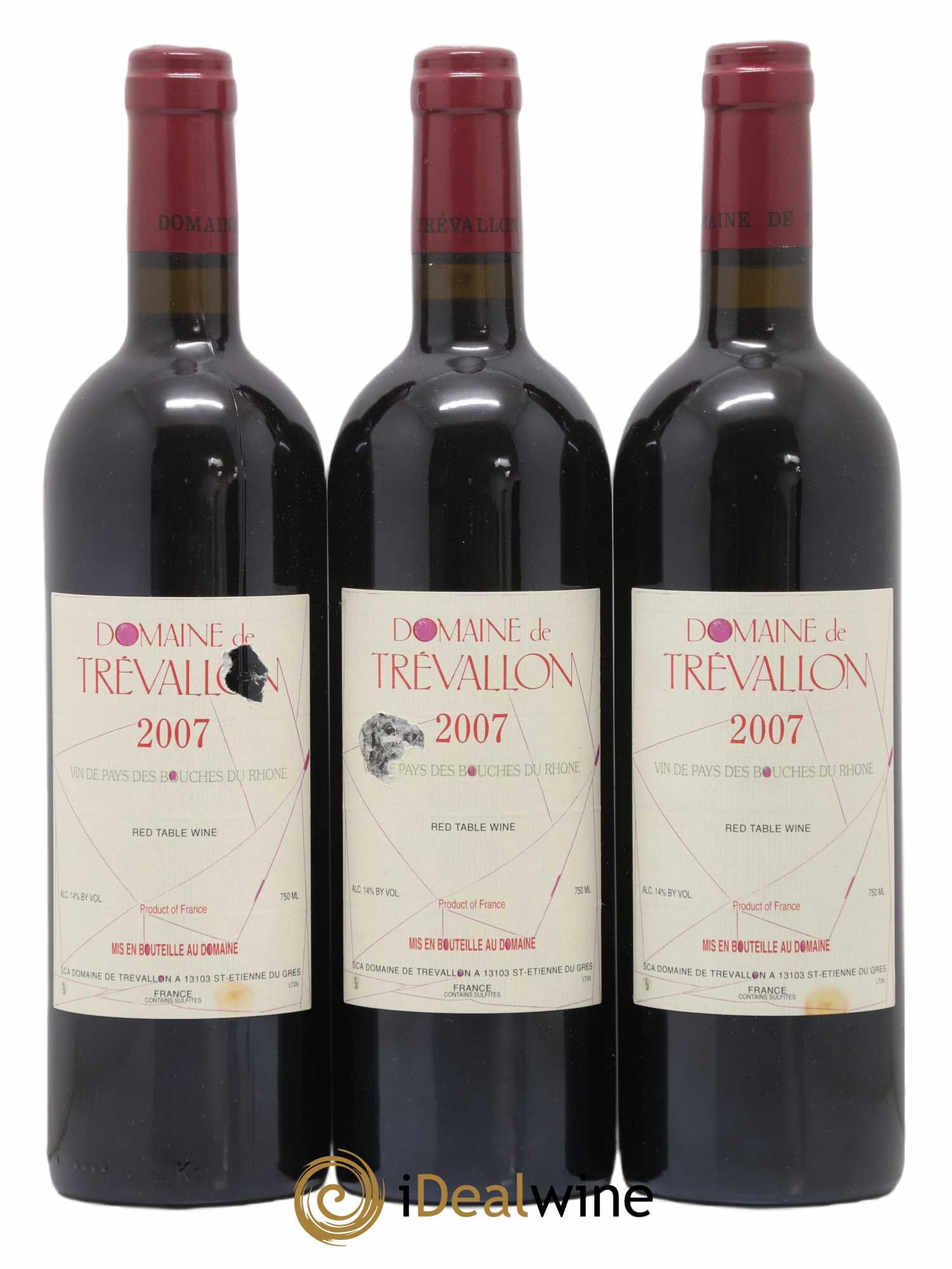 VDP Bouches du Rhône Trévallon (Domaine de) Eloi Dürrbach 2007 - Lot de 3 bouteilles - 0