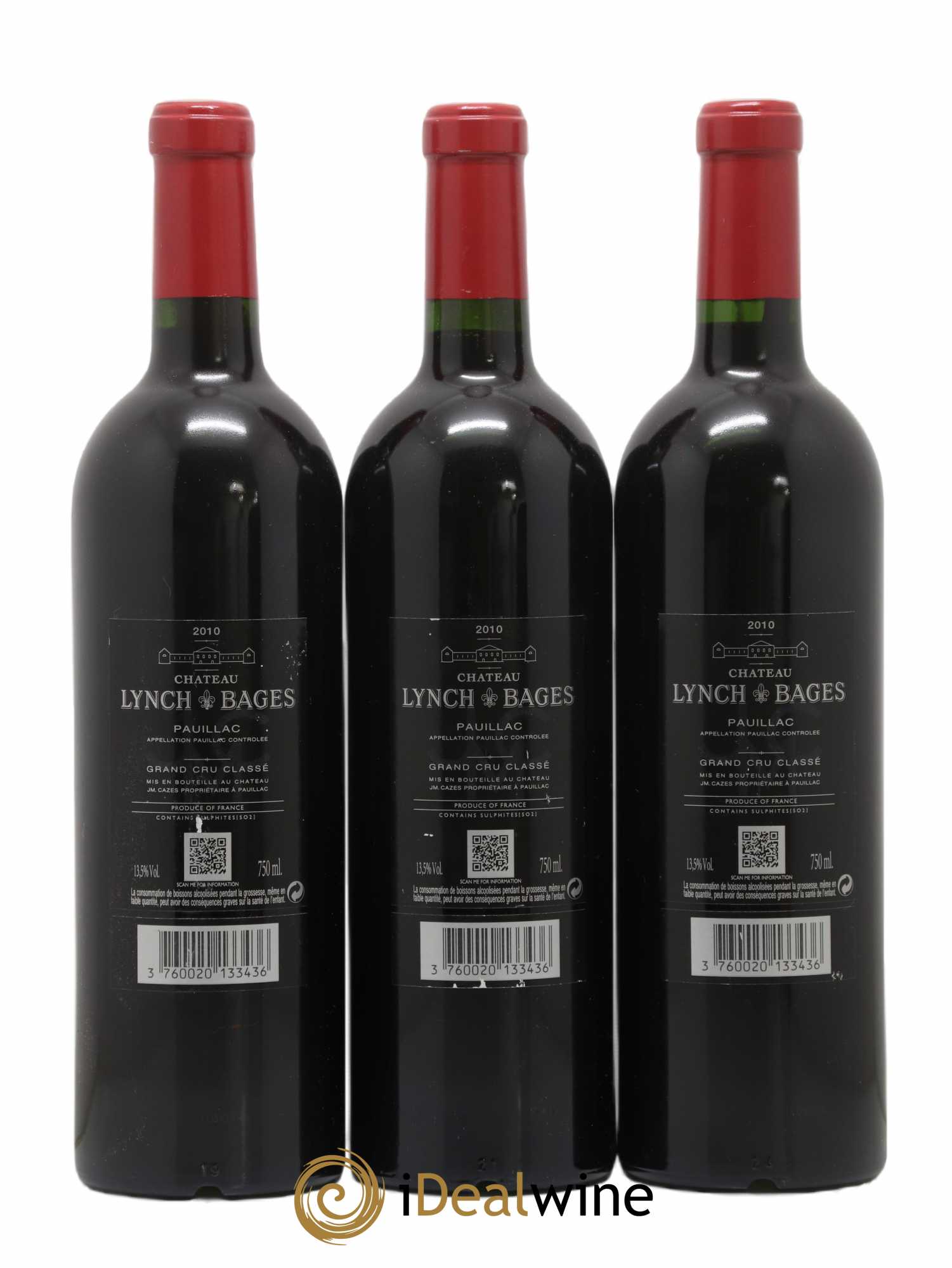 Château Lynch Bages 5ème Grand Cru Classé 2010 - Lot de 3 bouteilles - 1