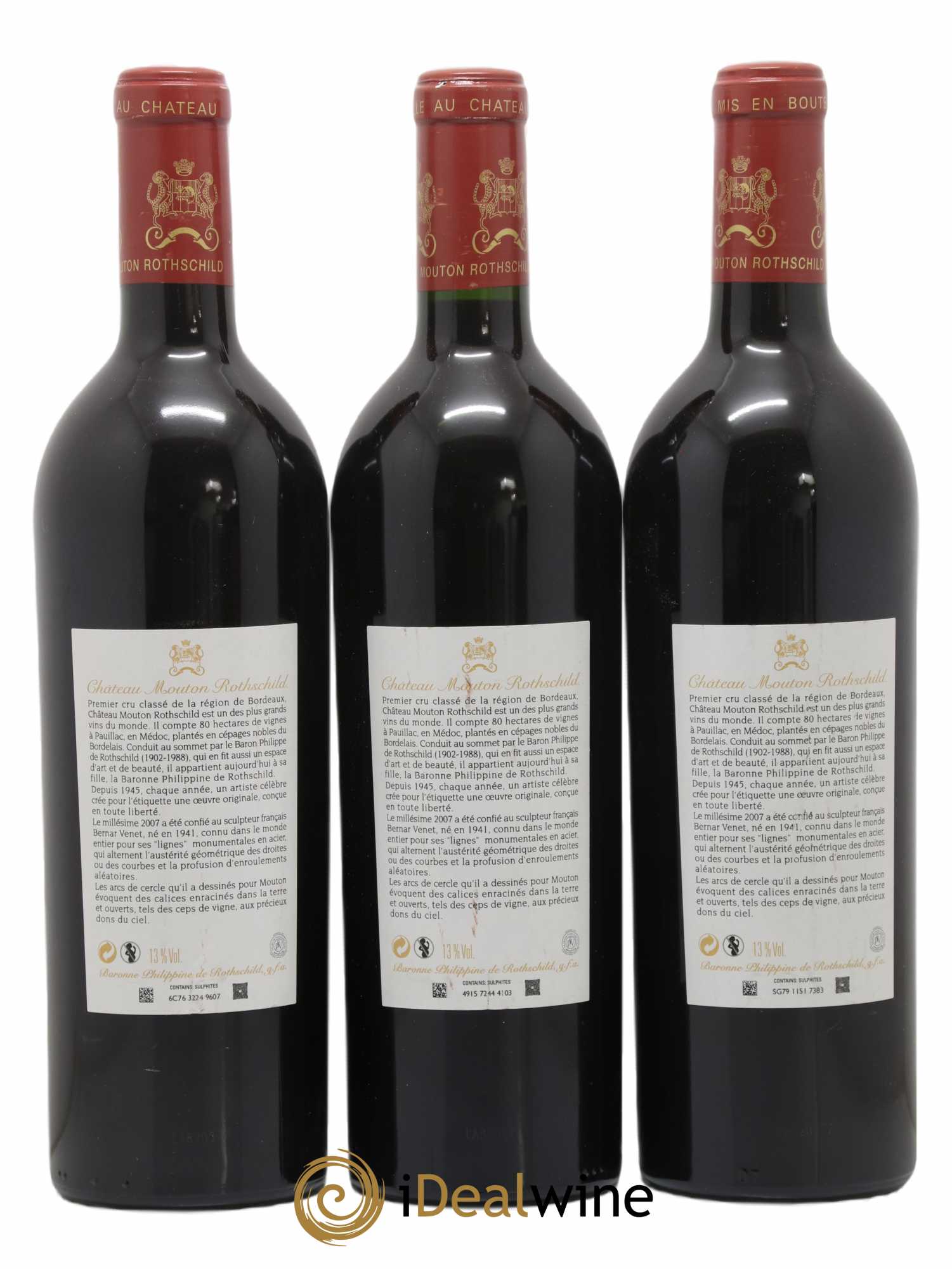 Château Mouton Rothschild 1er Grand Cru Classé 2007 - Lot de 3 bouteilles - 1