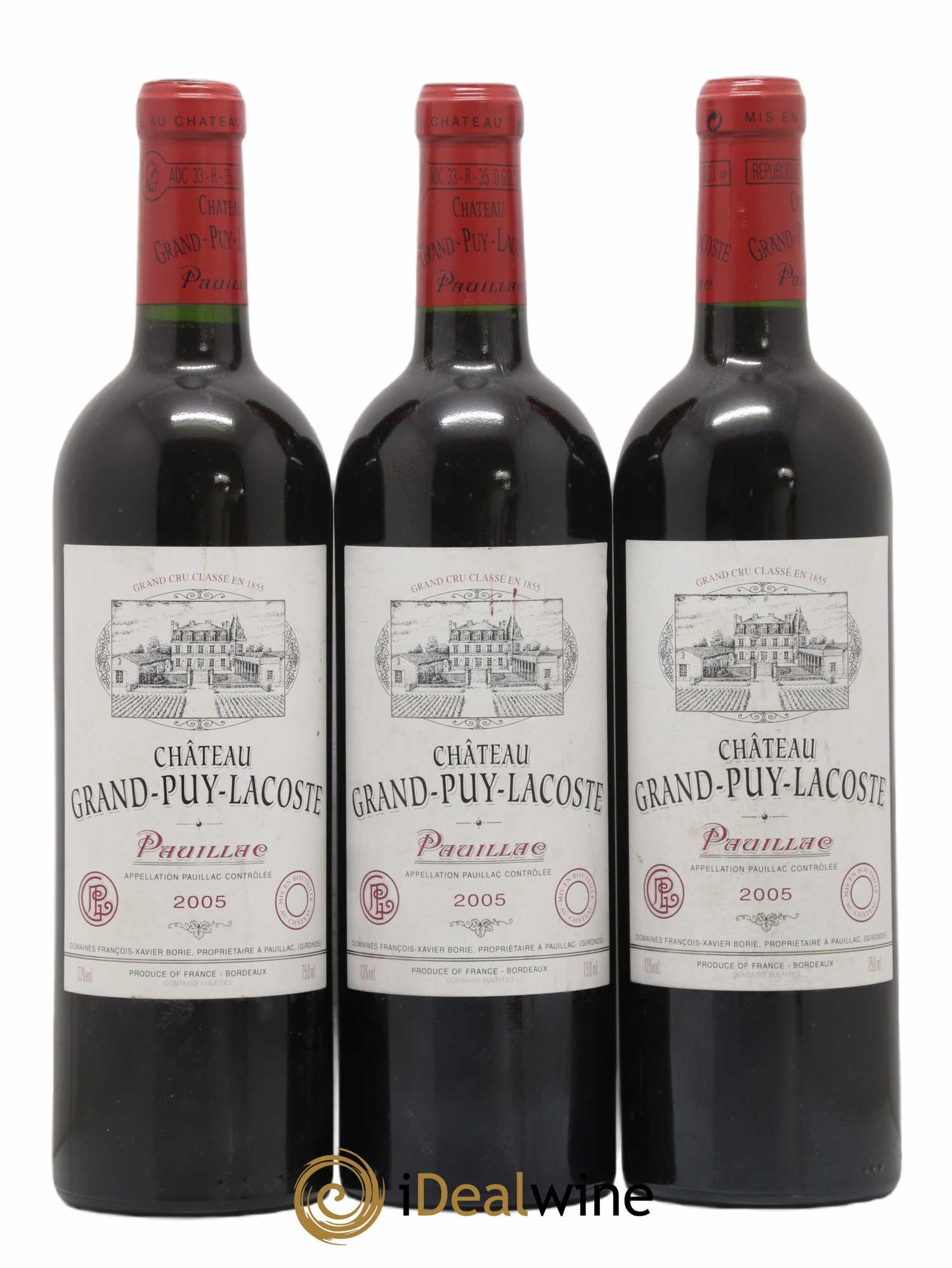 Château Grand Puy Lacoste 5ème Grand Cru Classé 2005 - Lot de 3 bouteilles - 0