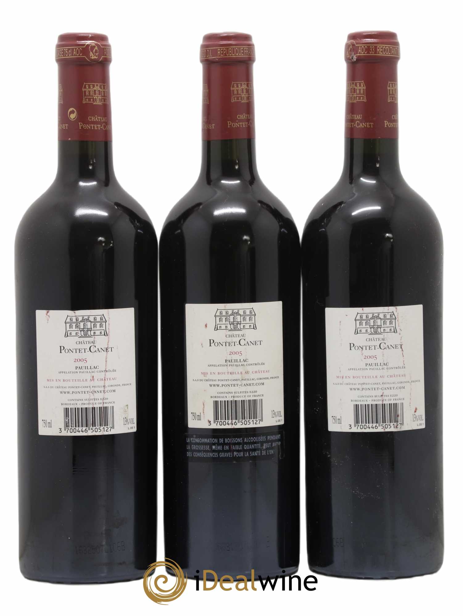 Château Pontet Canet 5ème Grand Cru Classé 2005 - Lot de 3 bouteilles - 1