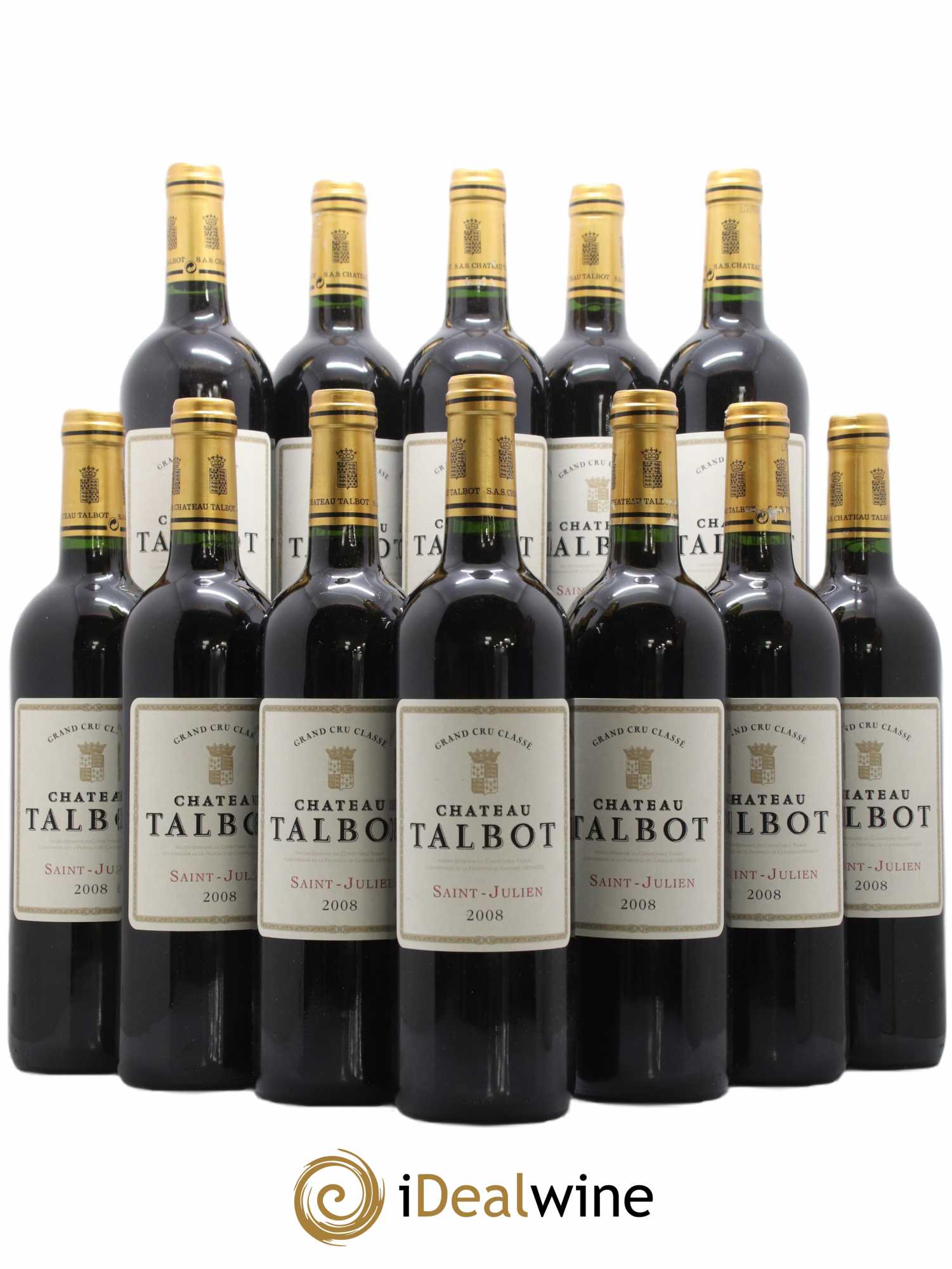 Château Talbot 4ème Grand Cru Classé 2008 - Lot de 12 bouteilles - 0