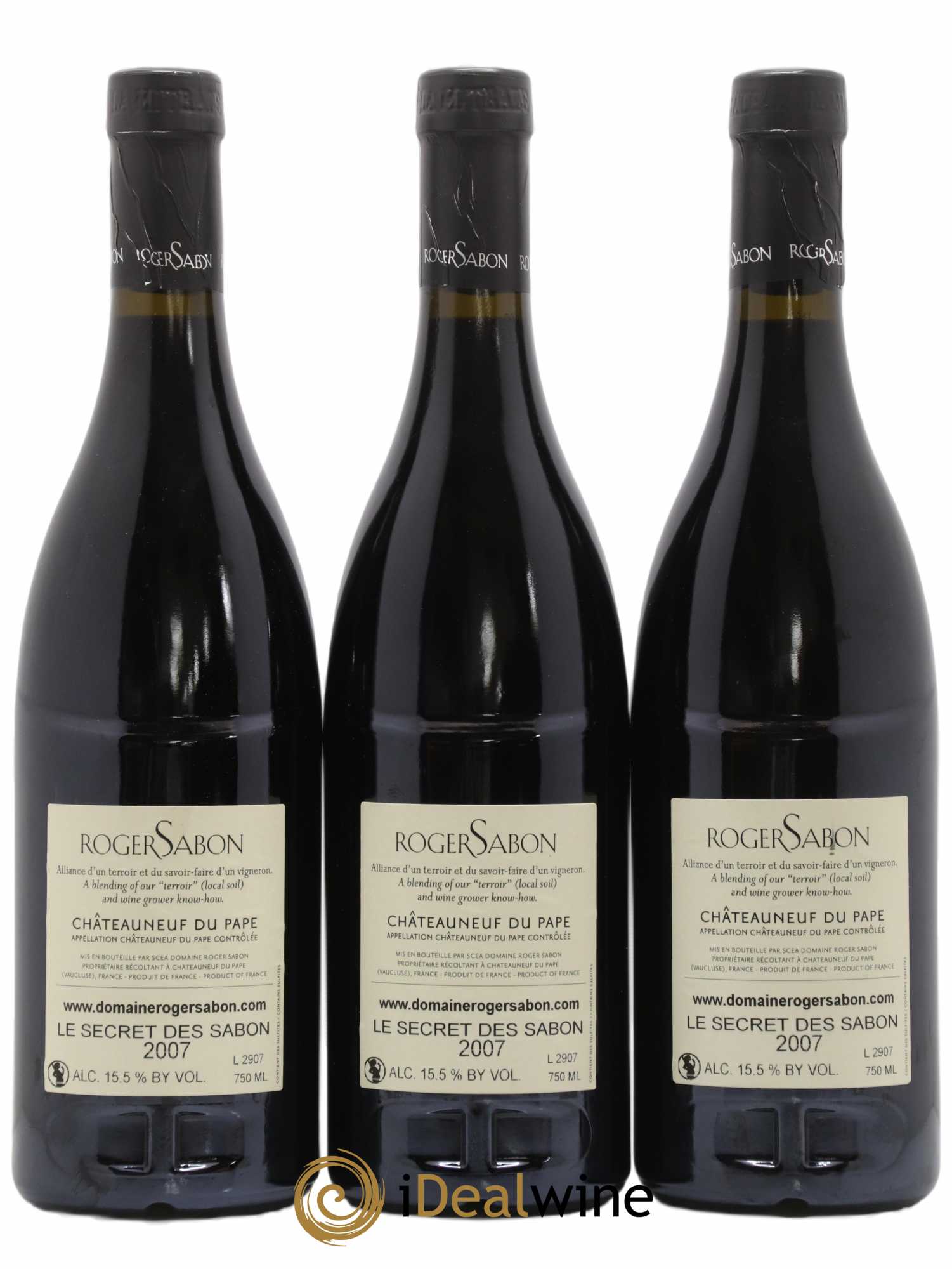 Châteauneuf-du-Pape Le Secret des Sabon Domaine Roger Sabon 2007 - Lot de 3 bouteilles - 1