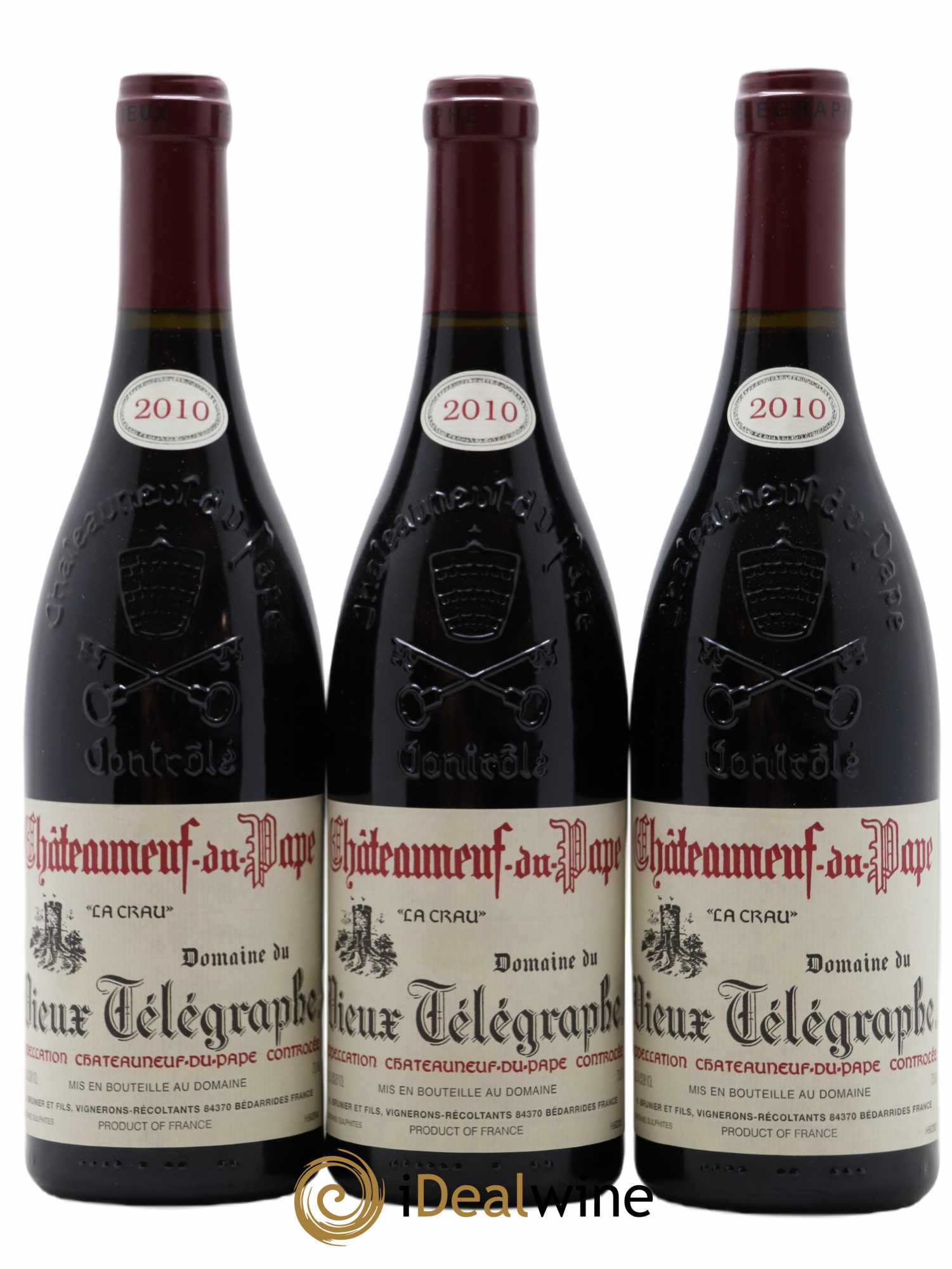 Châteauneuf-du-Pape Vieux Télégraphe (Domaine du) Vignobles Brunier 2010 - Lot de 3 bouteilles - 0